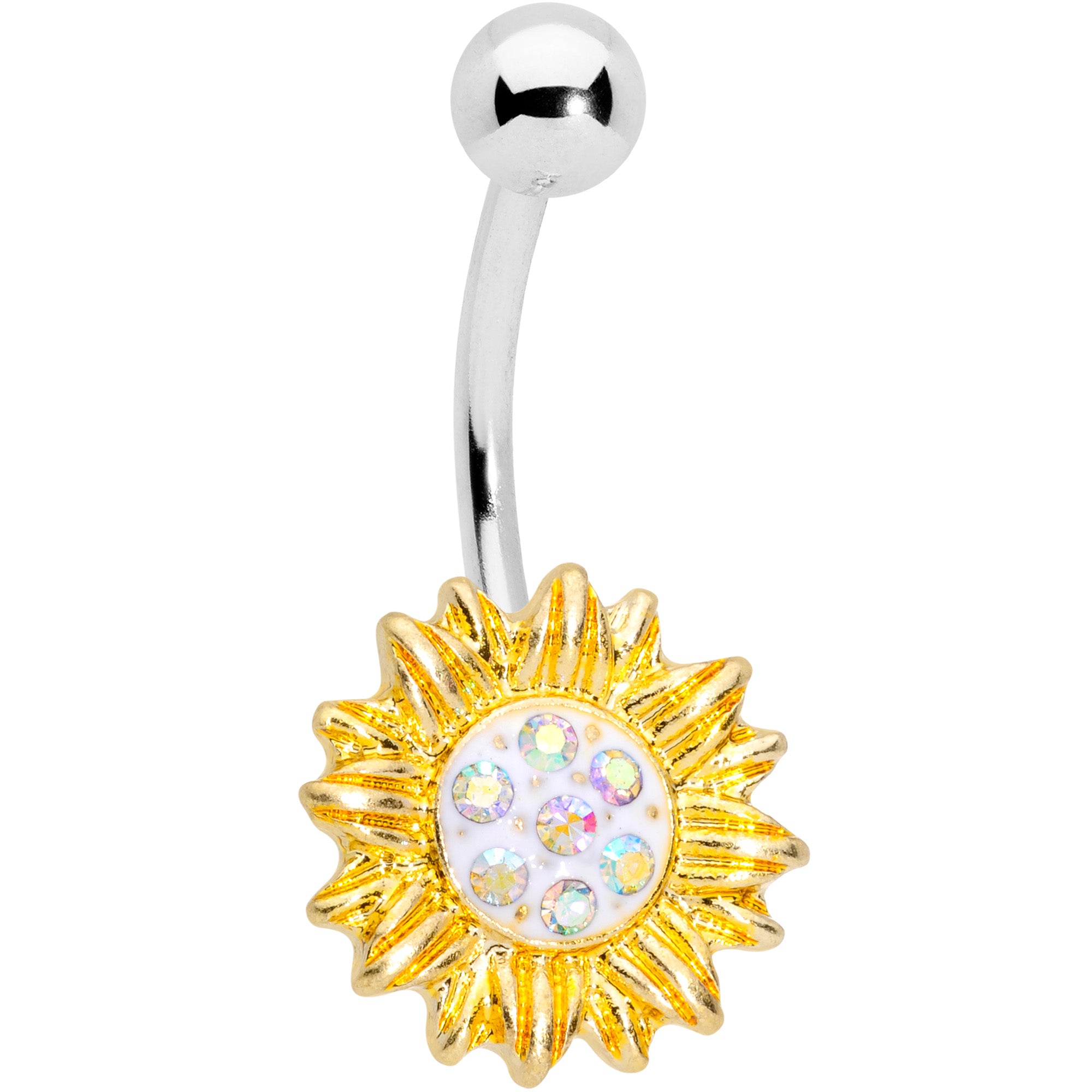 Aurora Gem Scintillating Sunflower Belly Ring