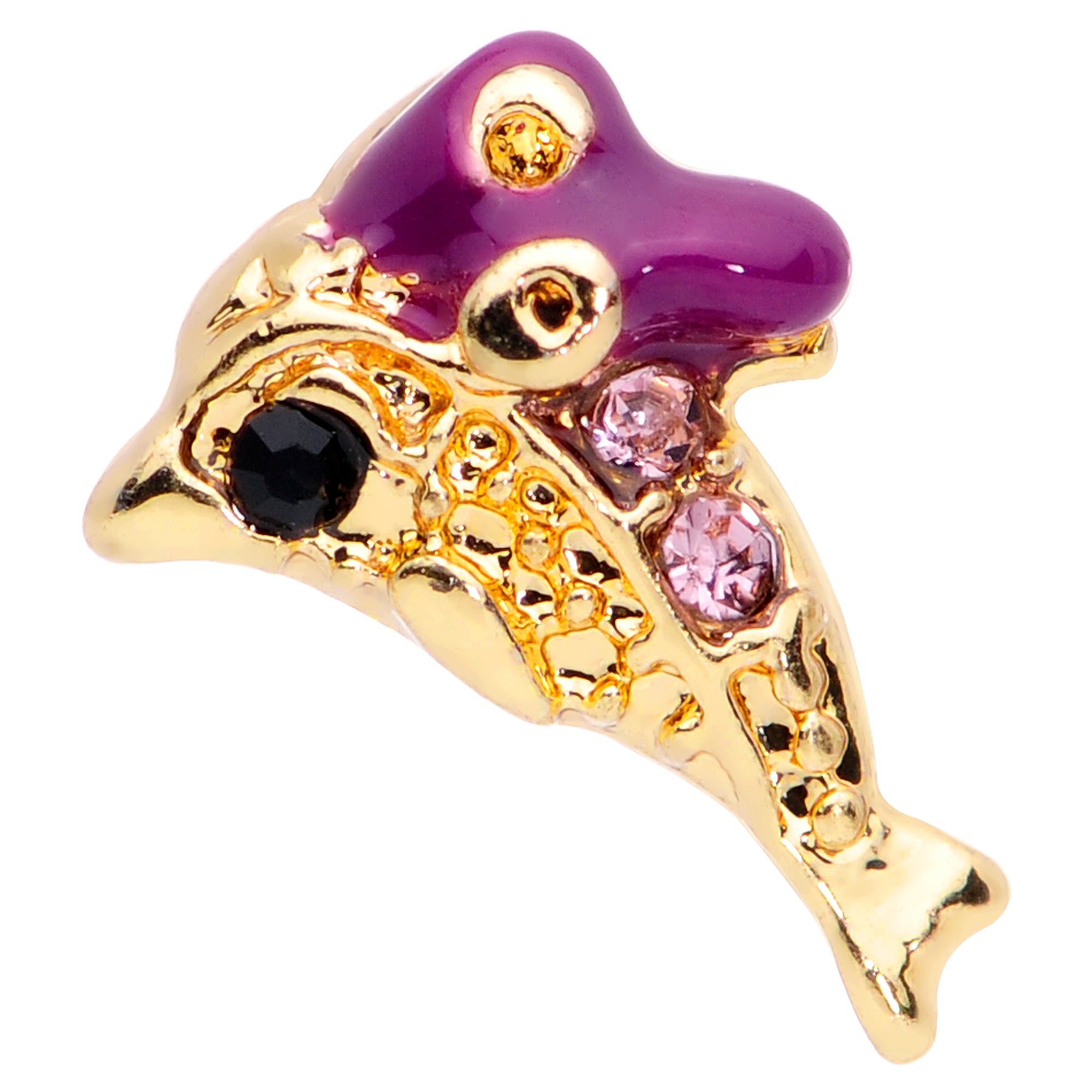 16 Gauge 5/16 Purple Gem Gold Tone Dainty Dolphin Labret Monroe Tragus