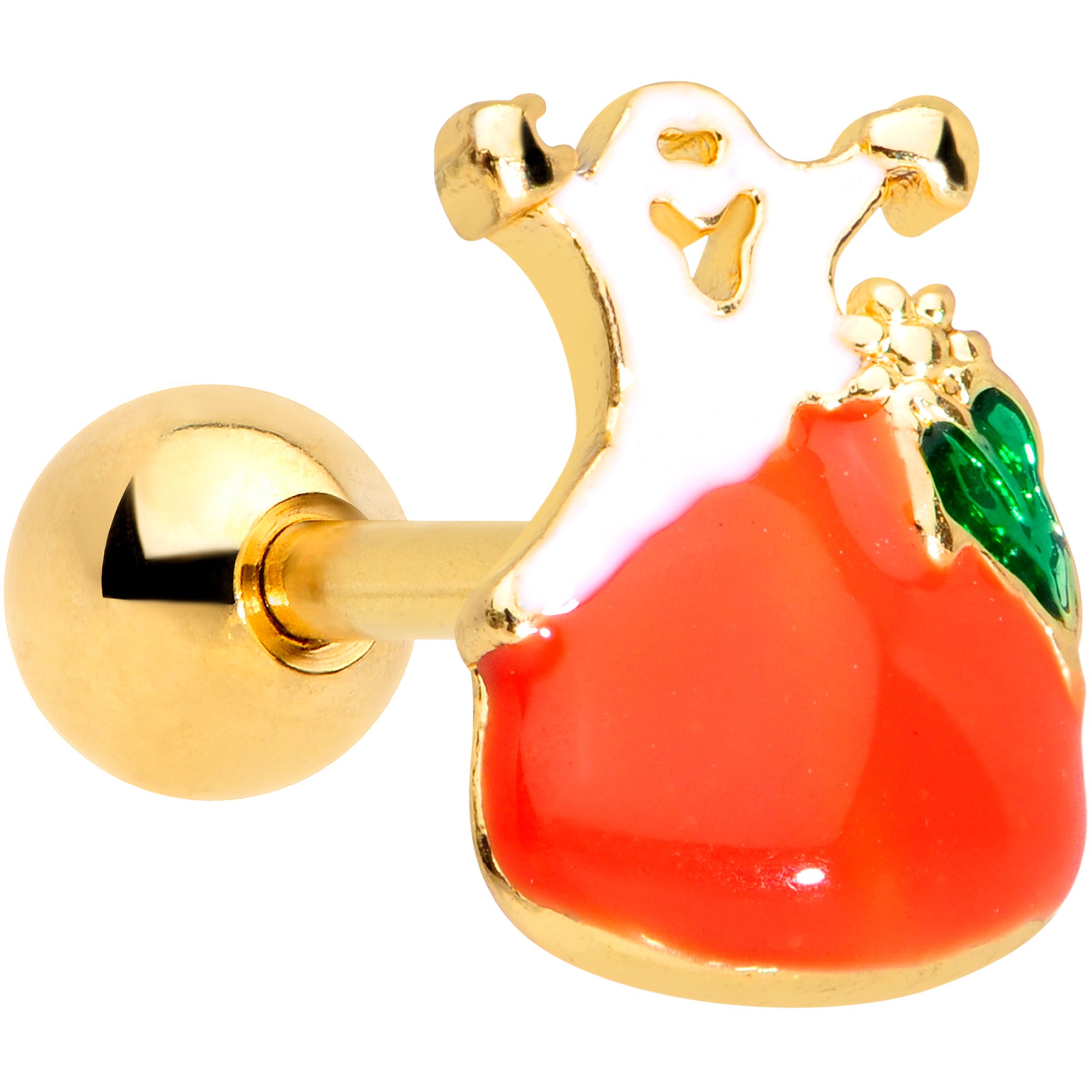 16 Gauge 1/4 Gold Tone Haunted Pumpkin Halloween Cartilage Tragus