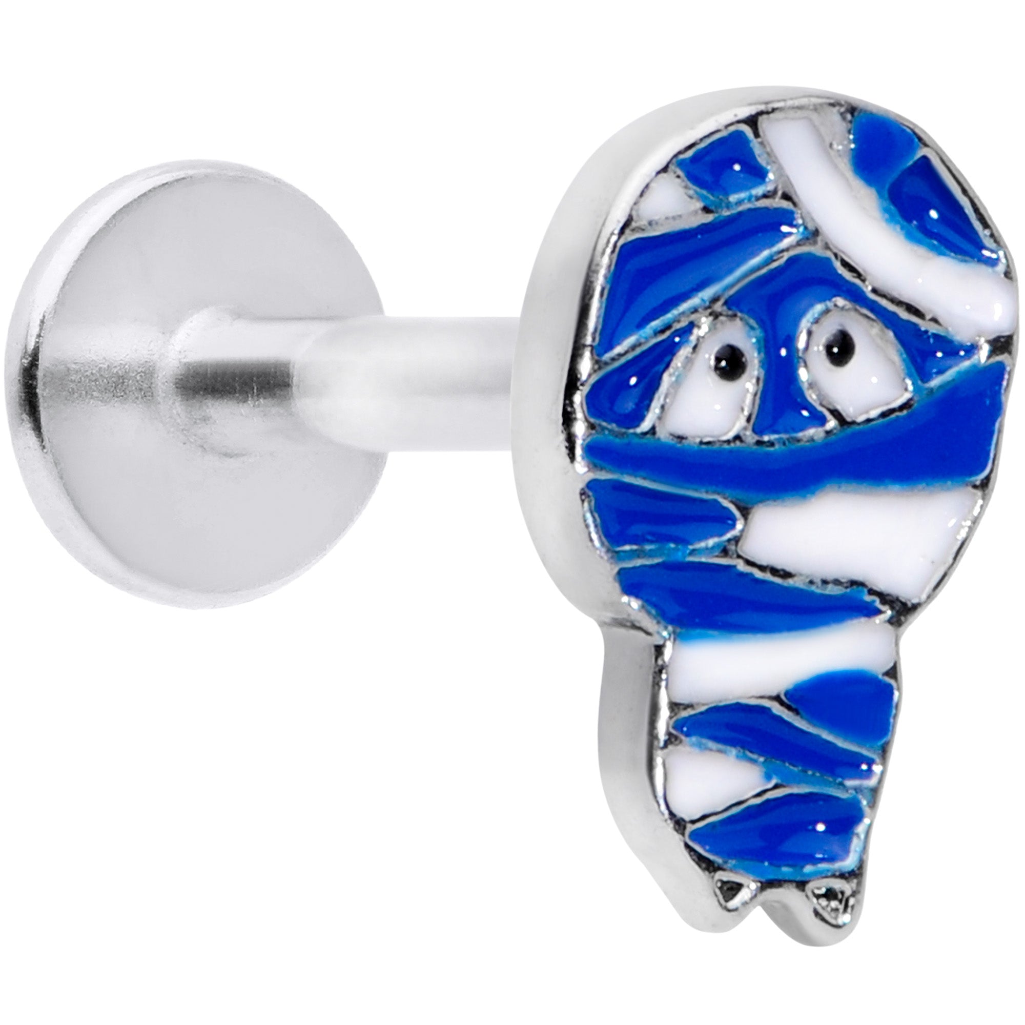 16 Gauge 5/16 Blue White Mummy Halloween Labret Monroe Tragus