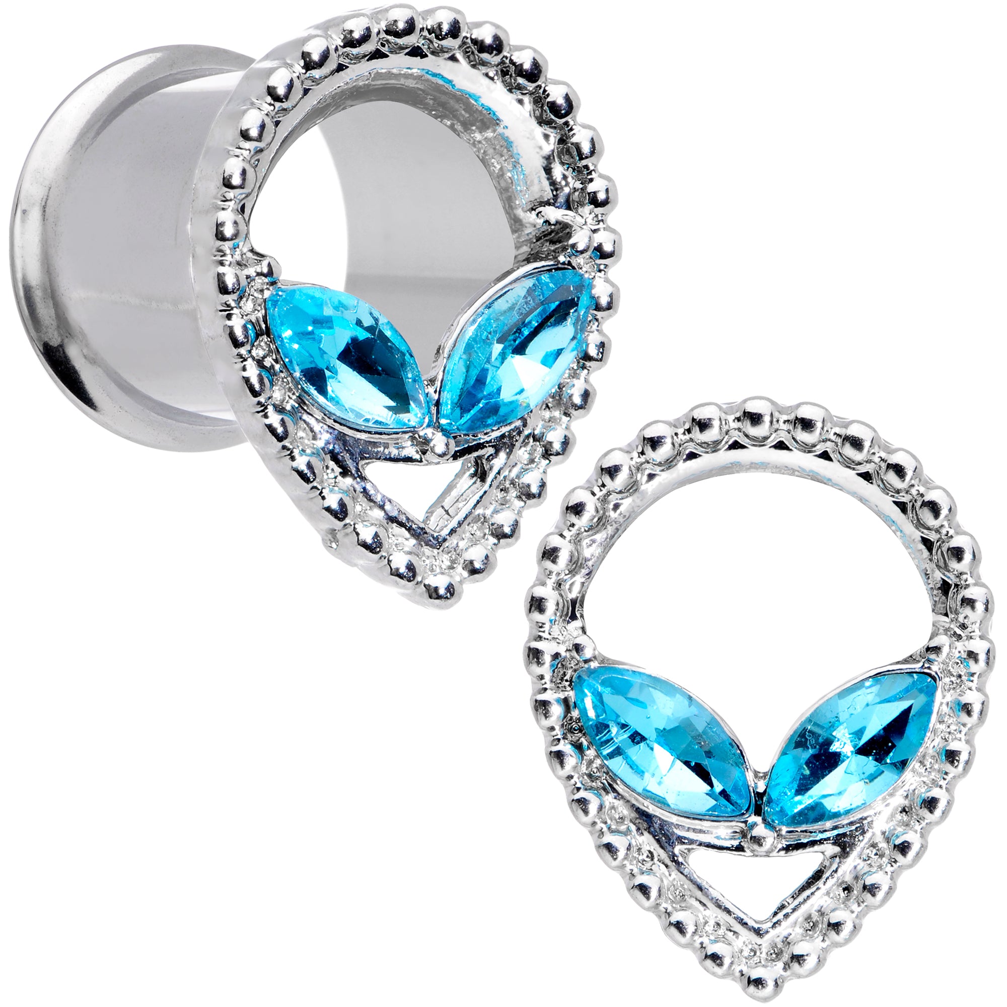 Aqua Gem Alien Double Flare Tunnel Plug Set