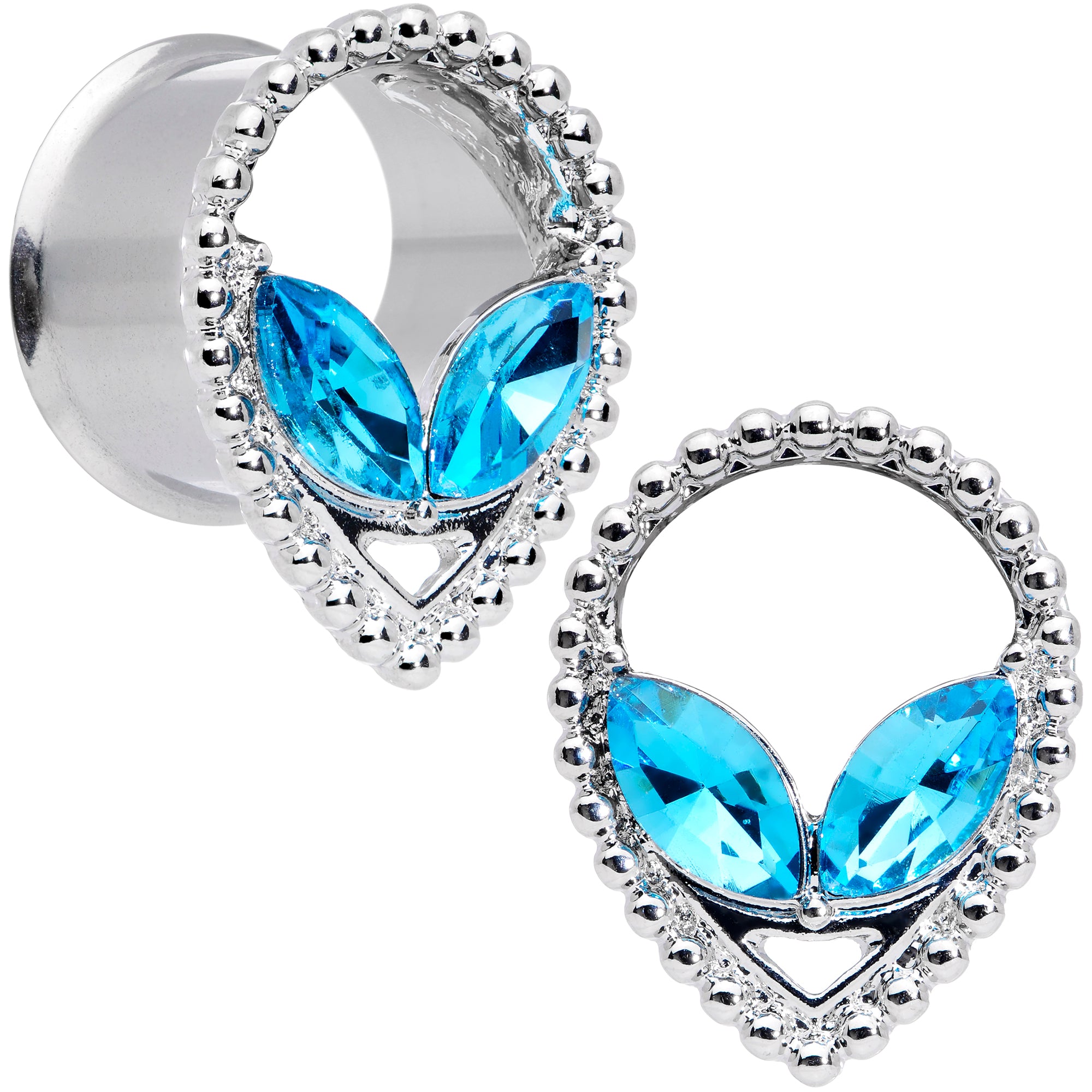 Aqua Gem Alien Double Flare Tunnel Plug Set