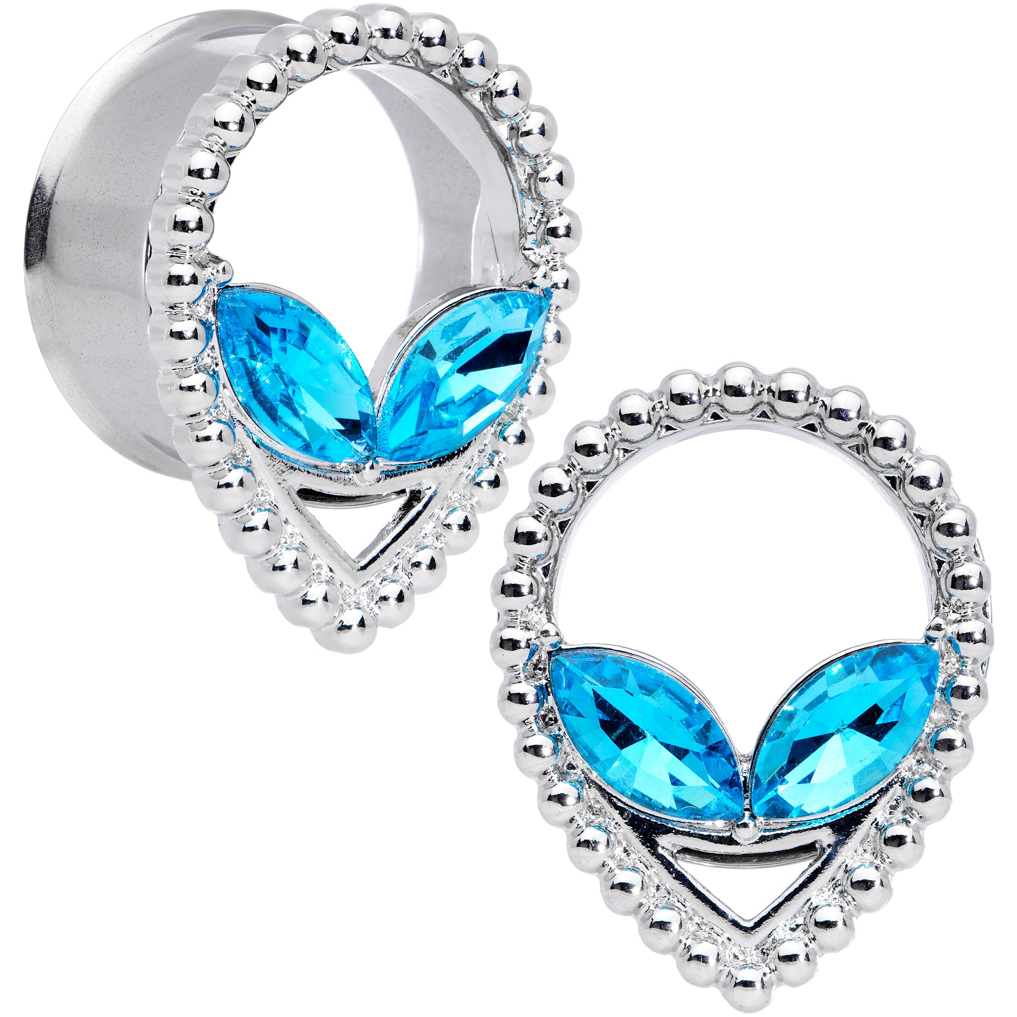 Aqua Gem Alien Double Flare Tunnel Plug Set