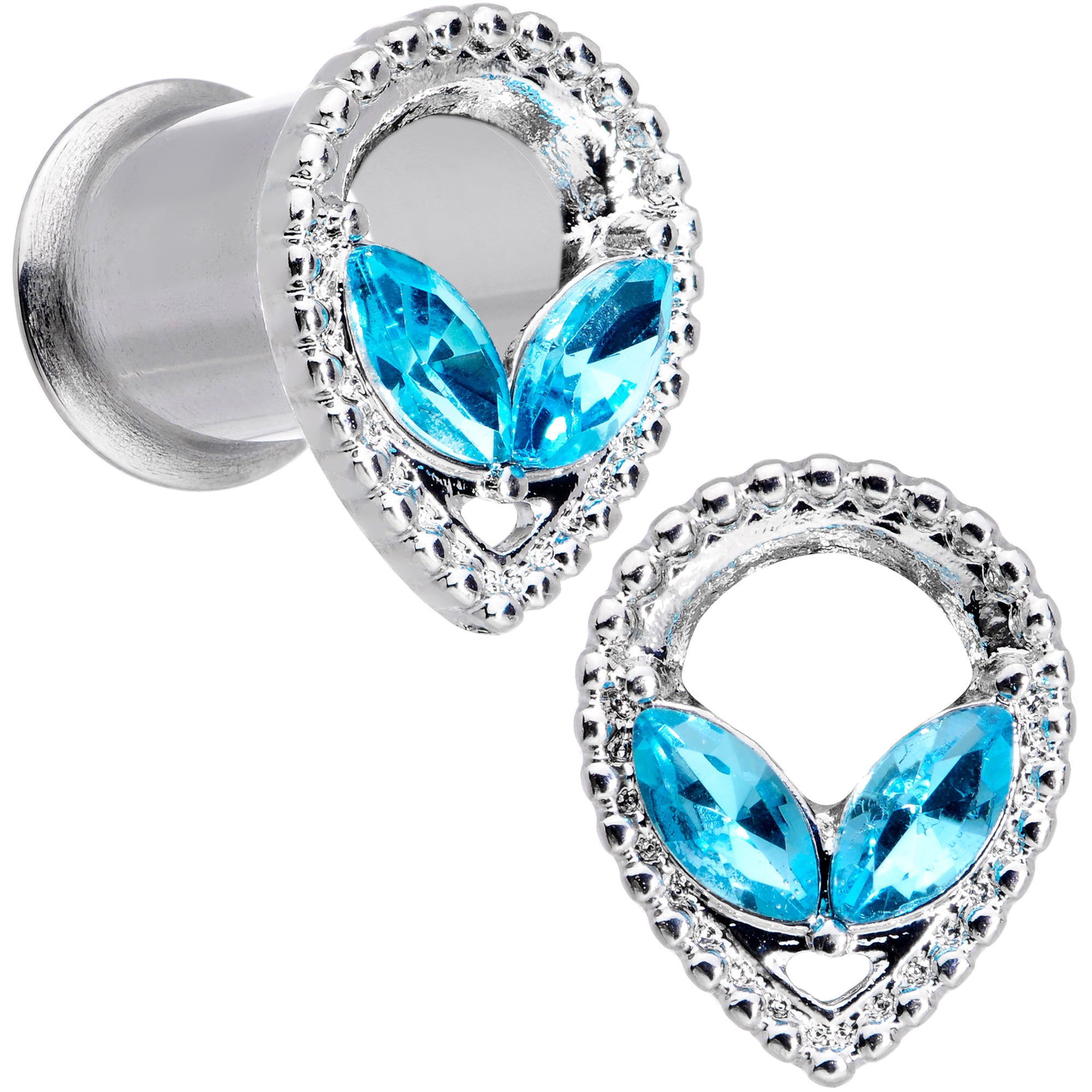 Aqua Gem Alien Double Flare Tunnel Plug Set