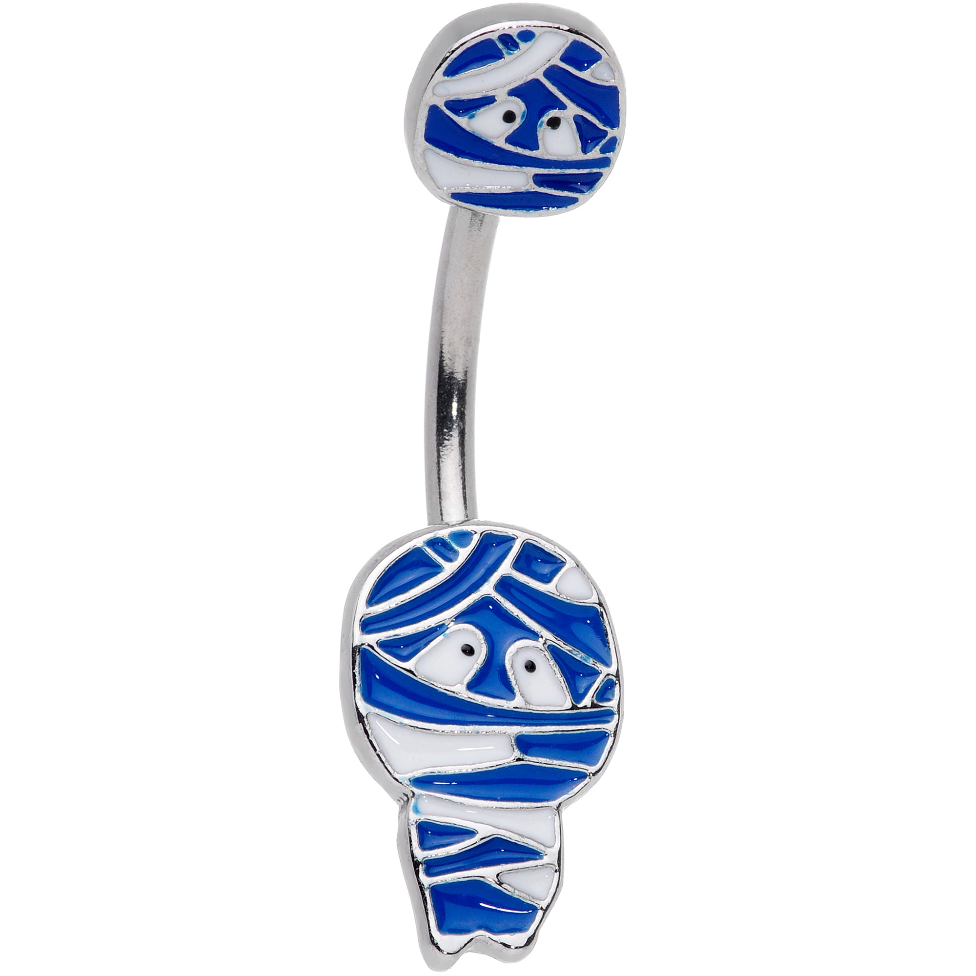 Blue White Mummy Halloween Belly Ring