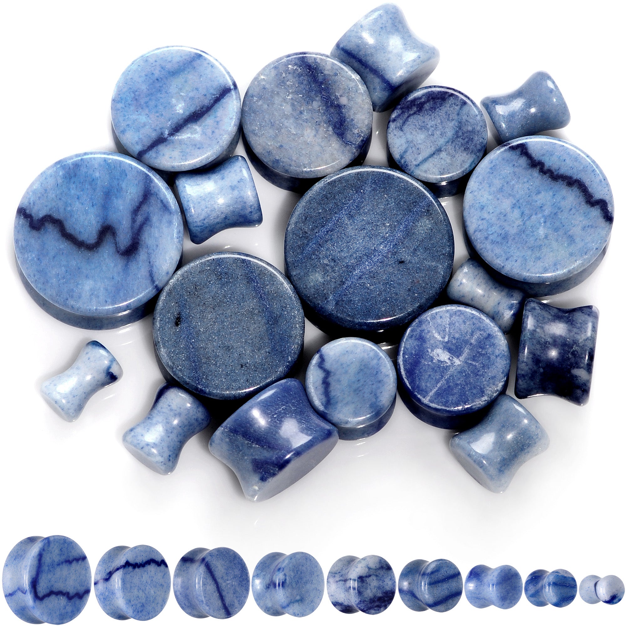 Natural Blue Aventurine Stone Saddle Plug Set