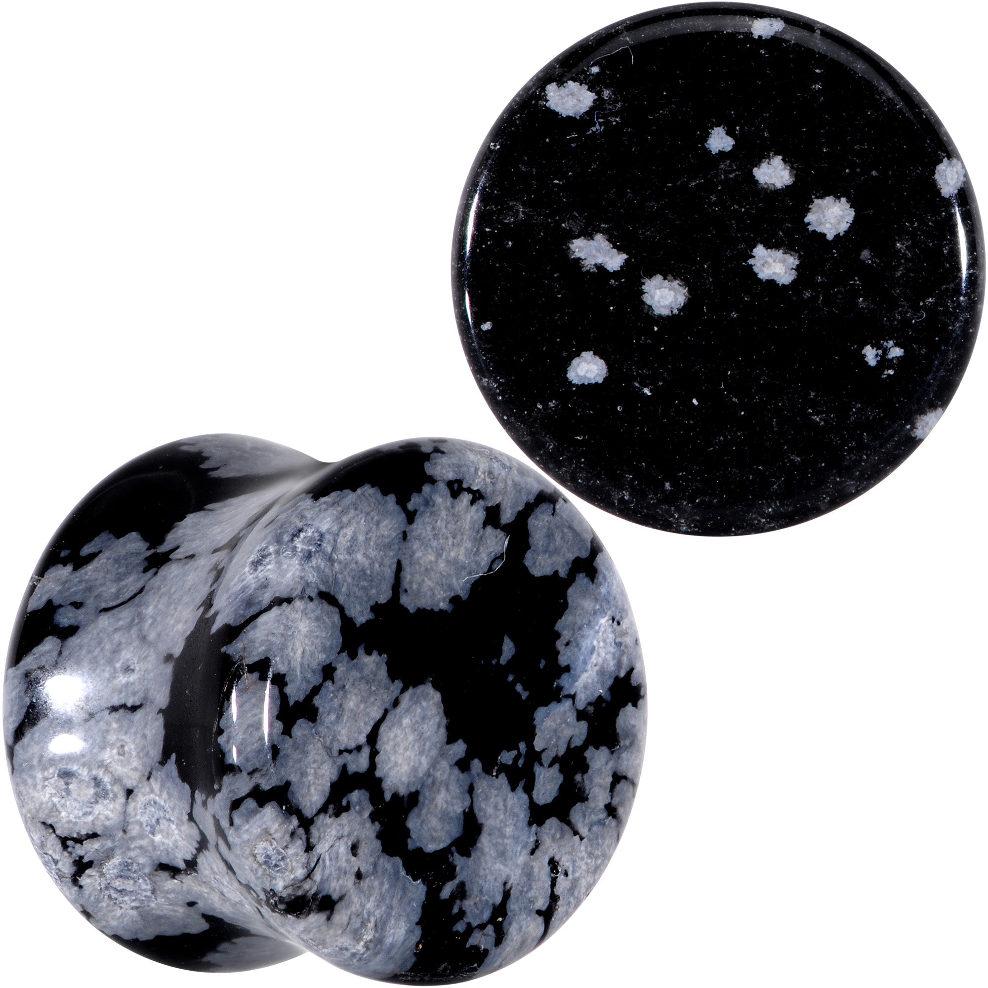 Natural Black White Snowflake Obsidian Saddle Plug Set