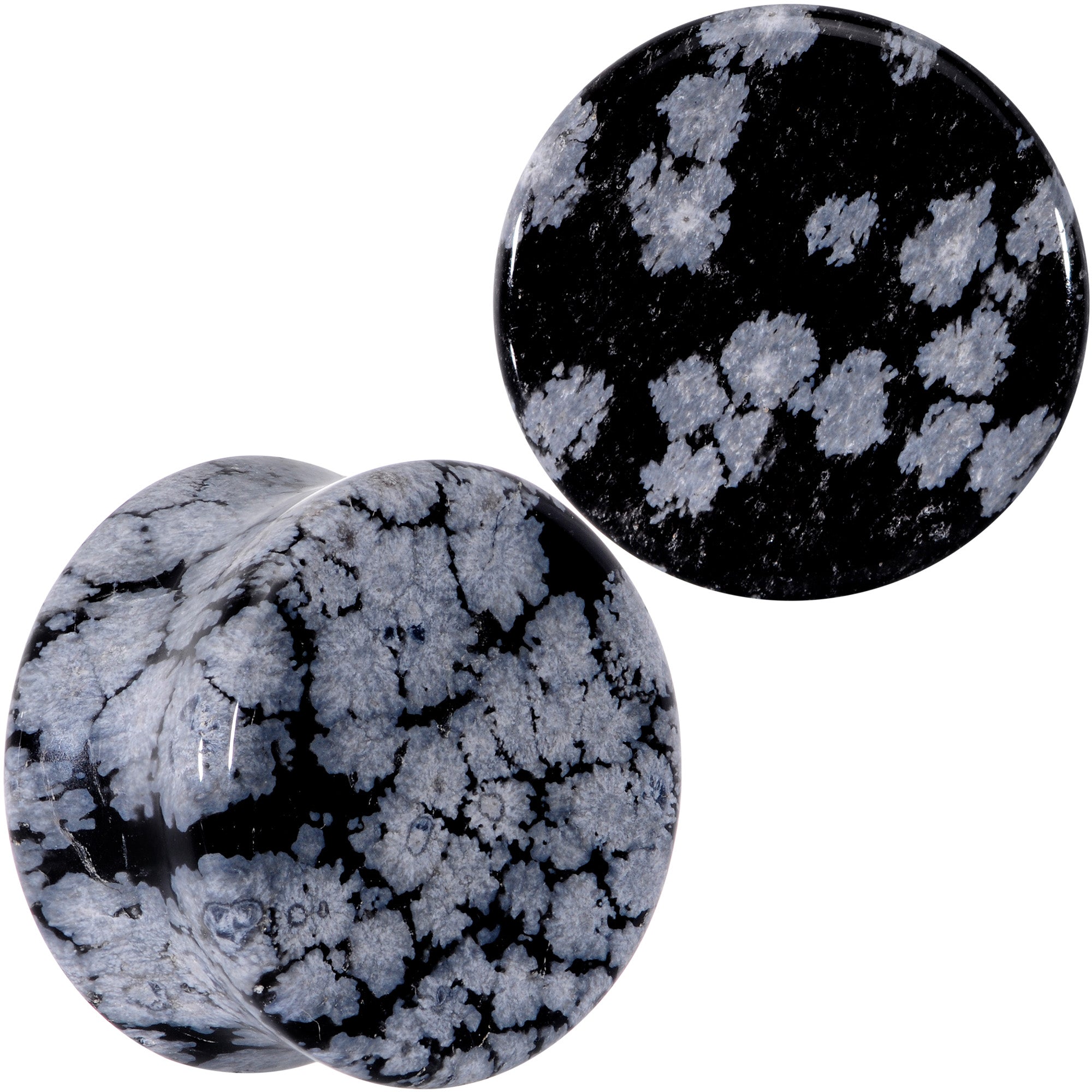 Natural Black White Snowflake Obsidian Saddle Plug Set