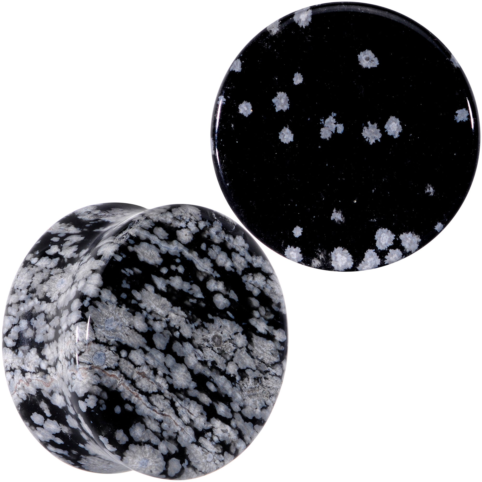 Natural Black White Snowflake Obsidian Saddle Plug Set