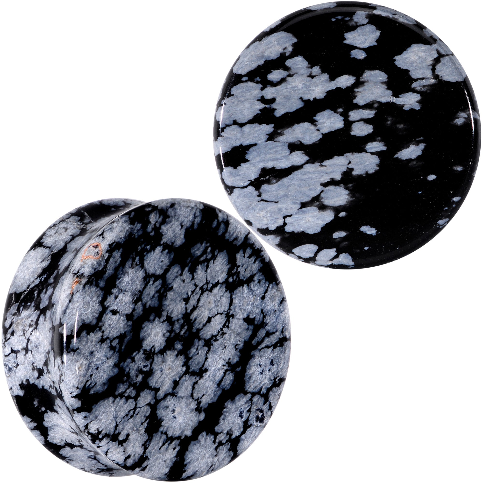 Natural Black White Snowflake Obsidian Saddle Plug Set