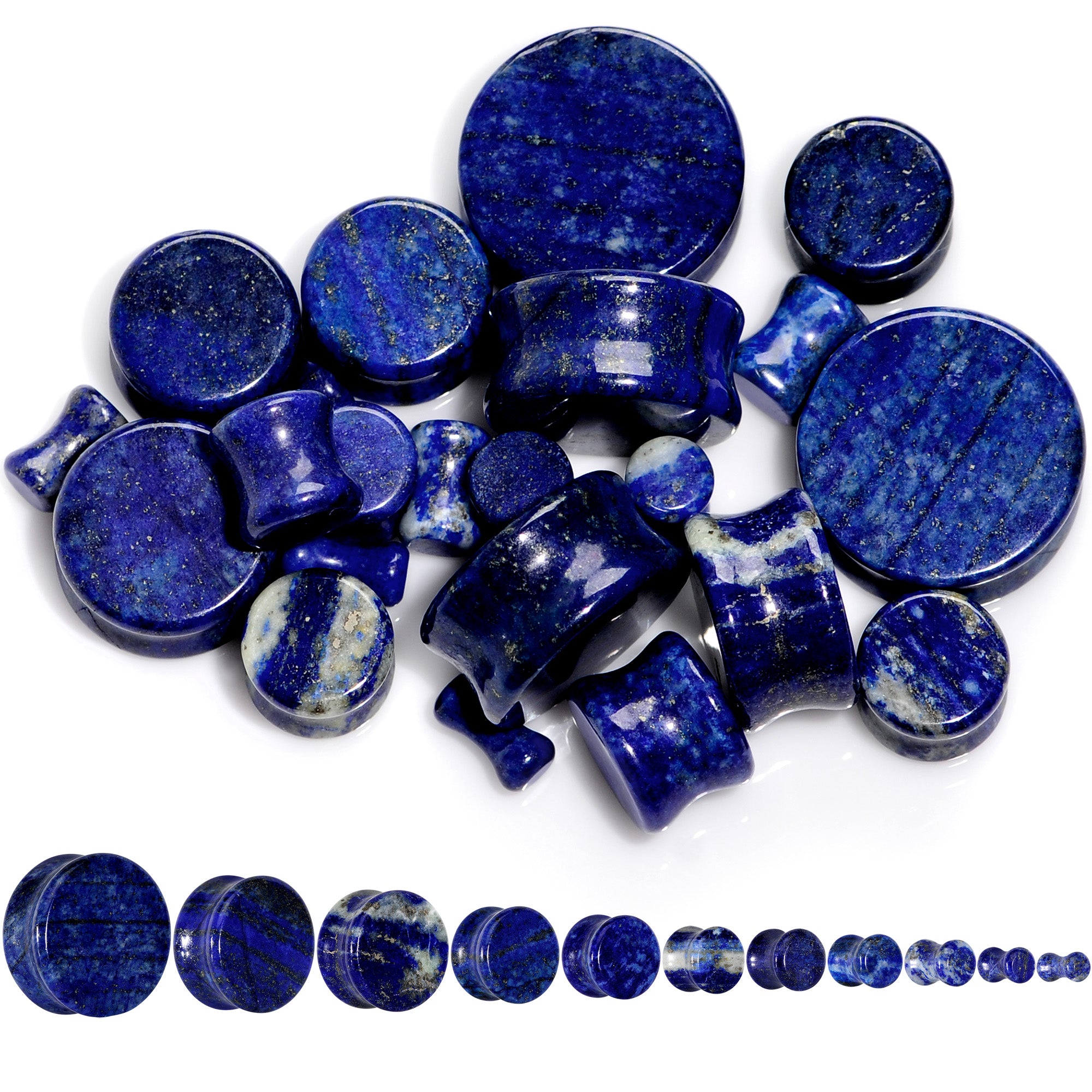 Natural Blue Lapis Stone Saddle Plug Set