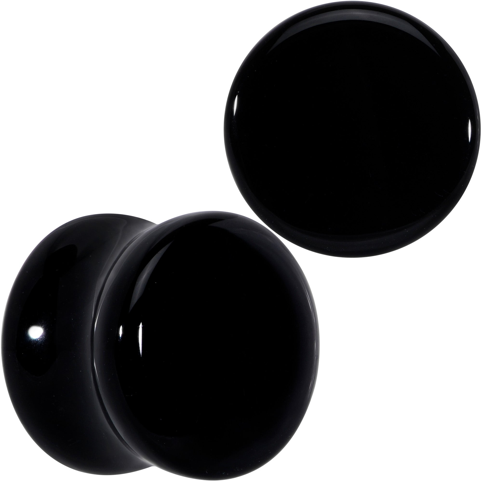 Natural Black Agate Stone Saddle Plug Set