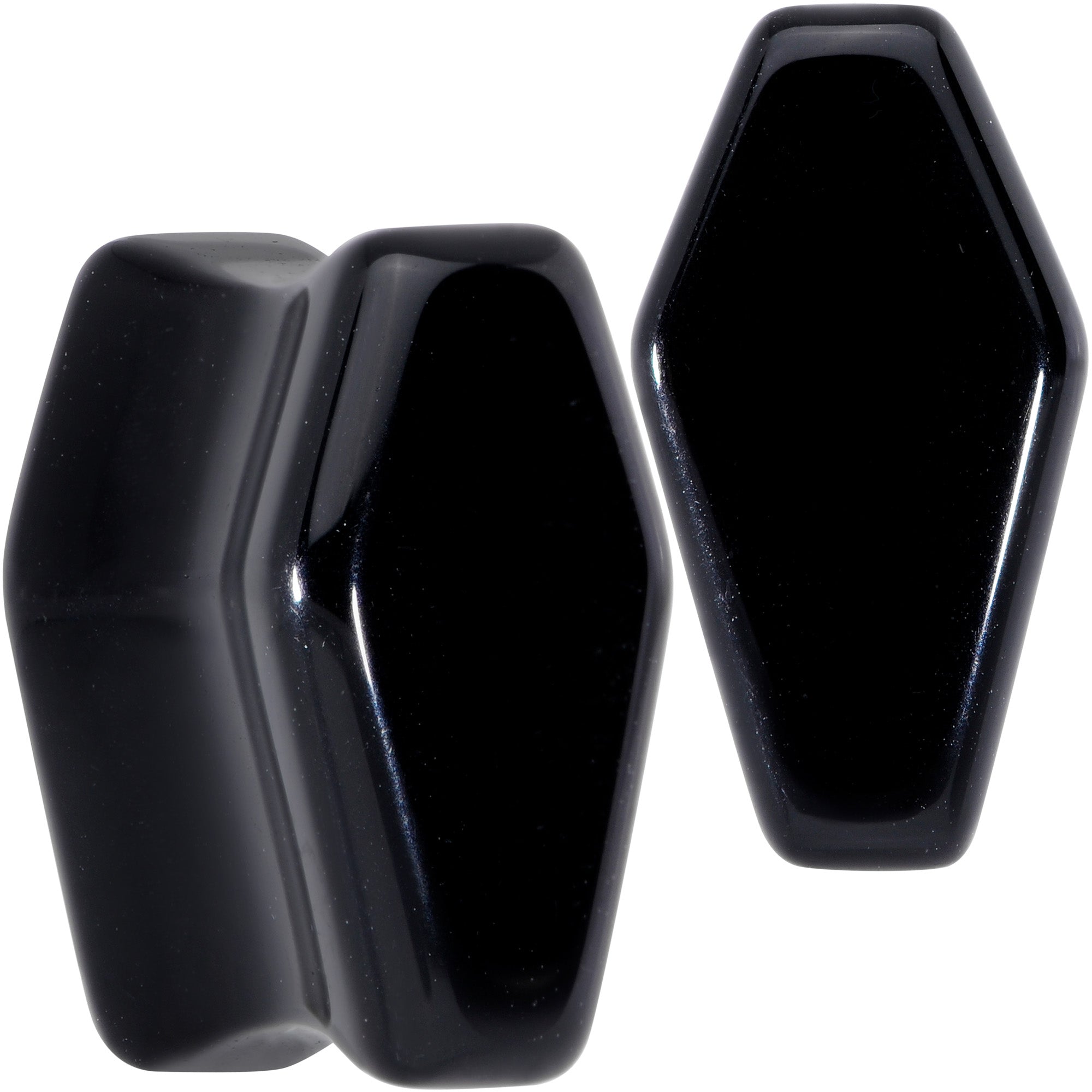 Black Obsidian Coffin Halloween Double Flare Plug Set