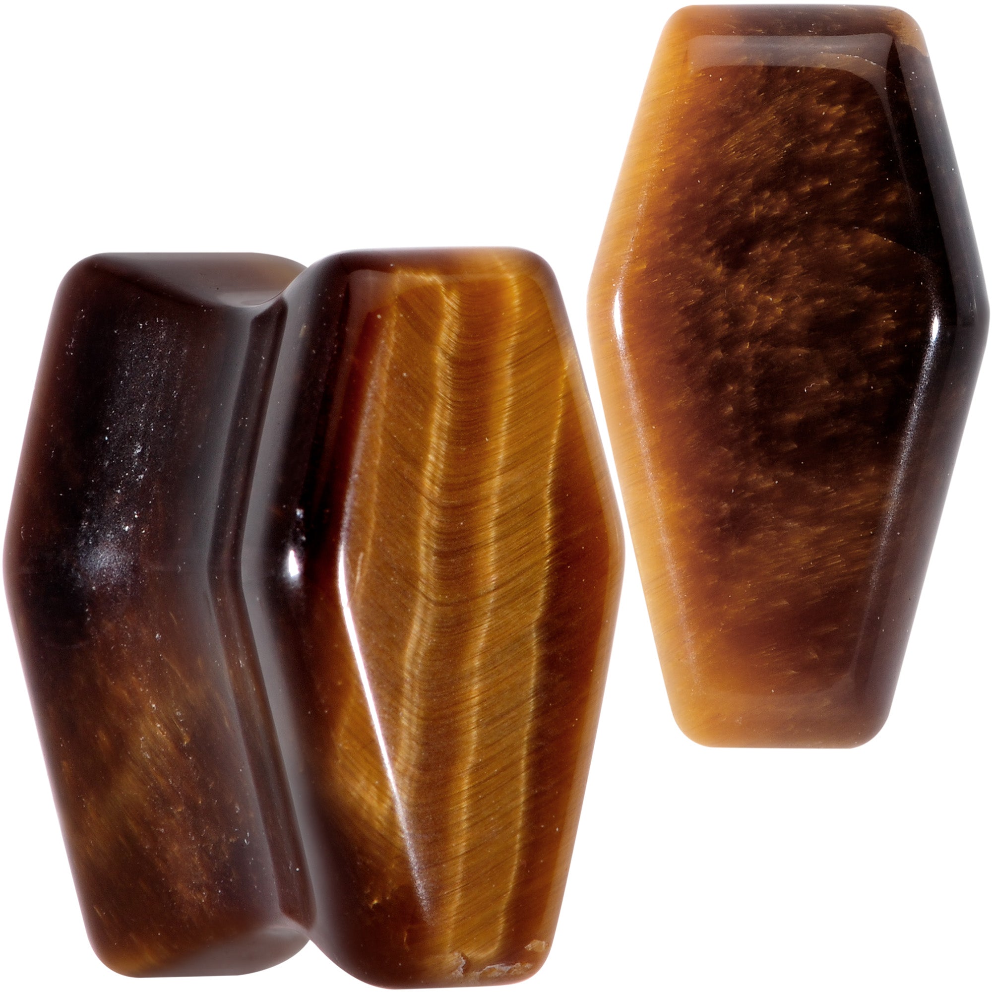 Brown Tiger Eye Coffin Halloween Double Flare Plug Set