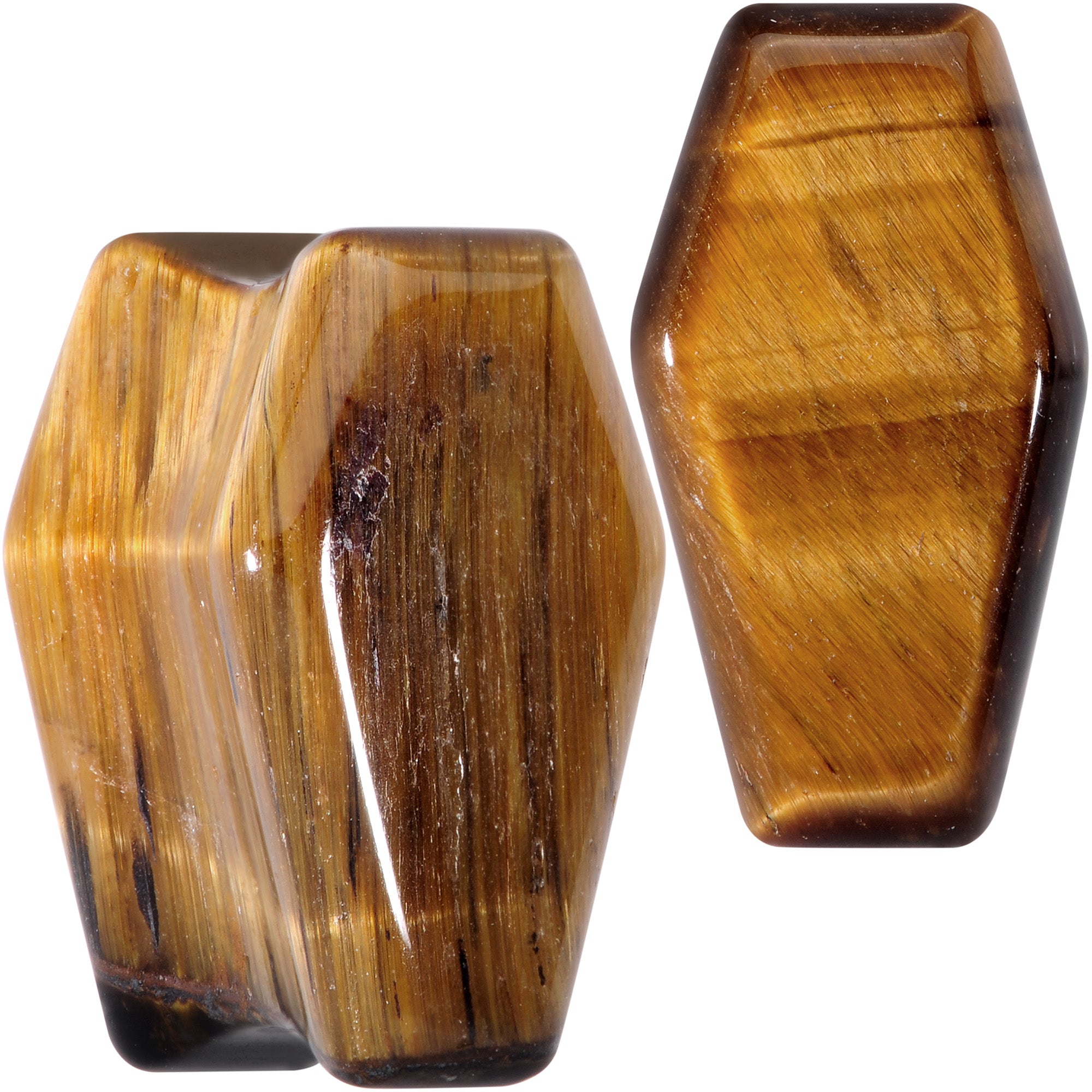 Brown Tiger Eye Coffin Halloween Double Flare Plug Set