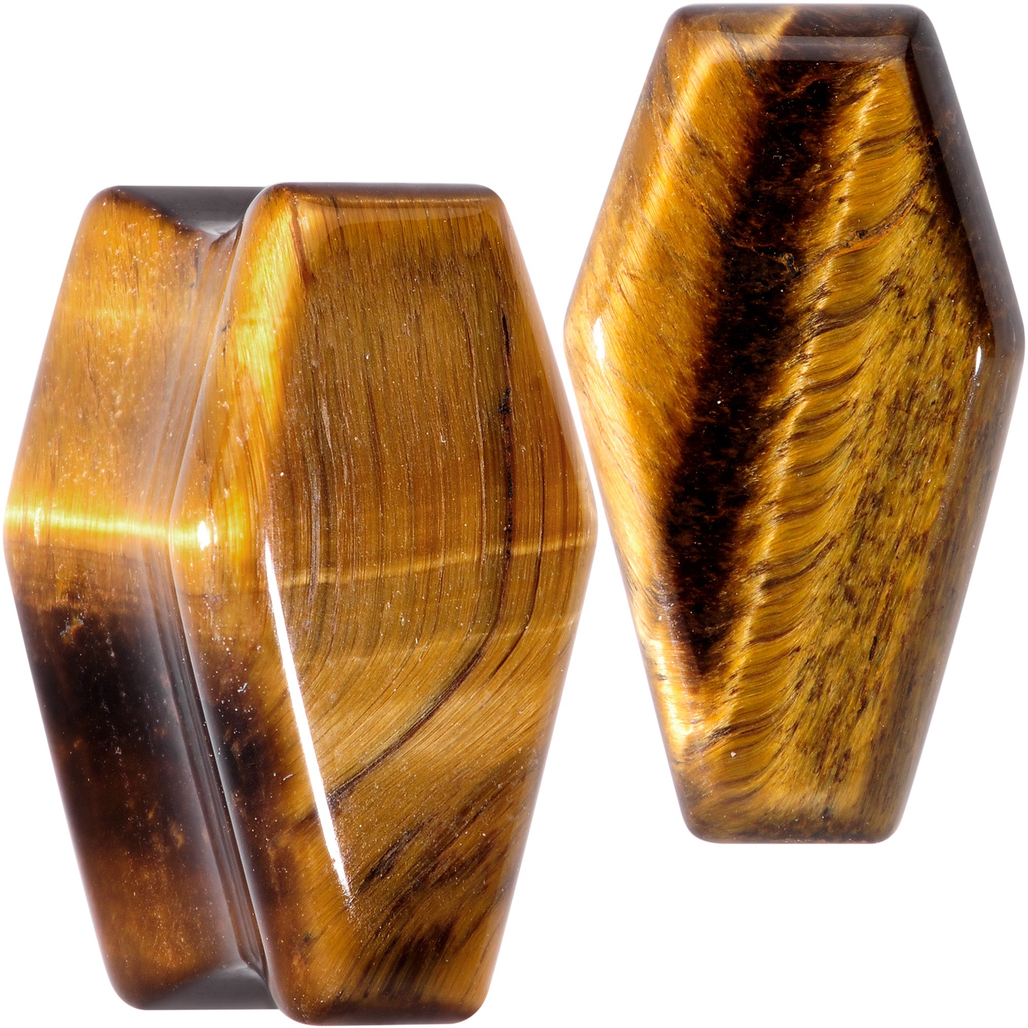 Brown Tiger Eye Coffin Halloween Double Flare Plug Set