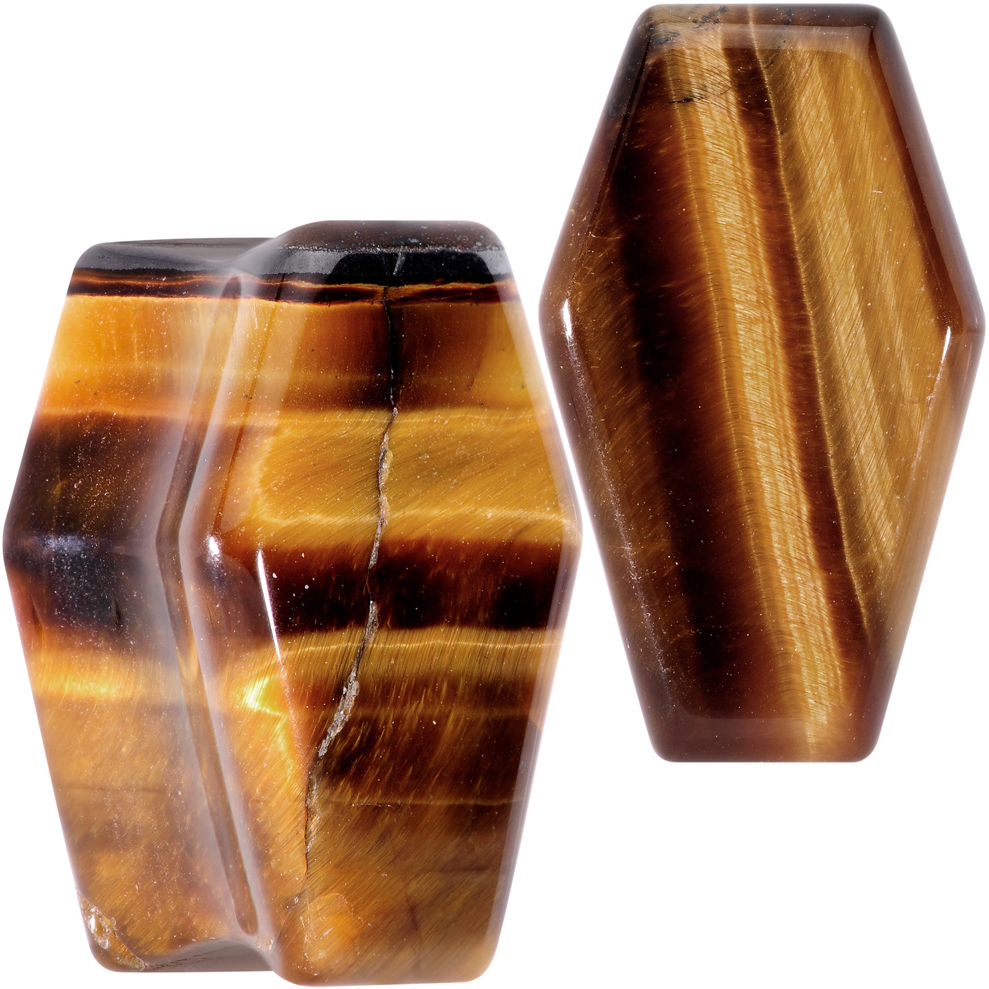 Brown Tiger Eye Coffin Halloween Double Flare Plug Set