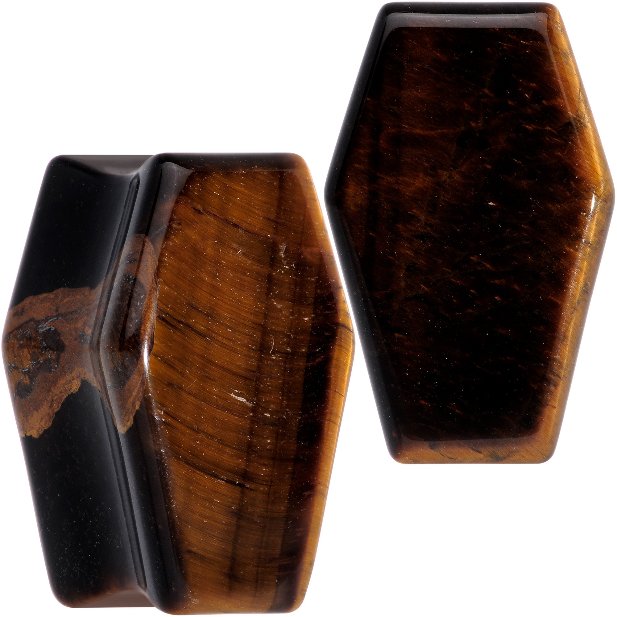 Brown Tiger Eye Coffin Halloween Double Flare Plug Set