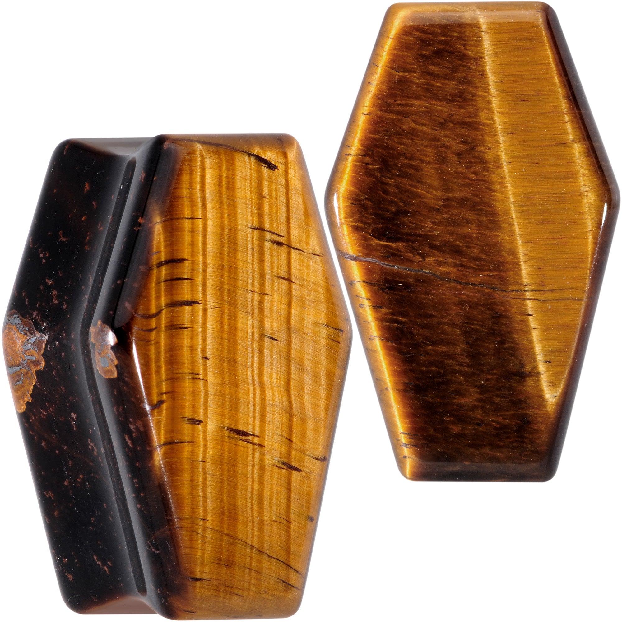 Brown Tiger Eye Coffin Halloween Double Flare Plug Set