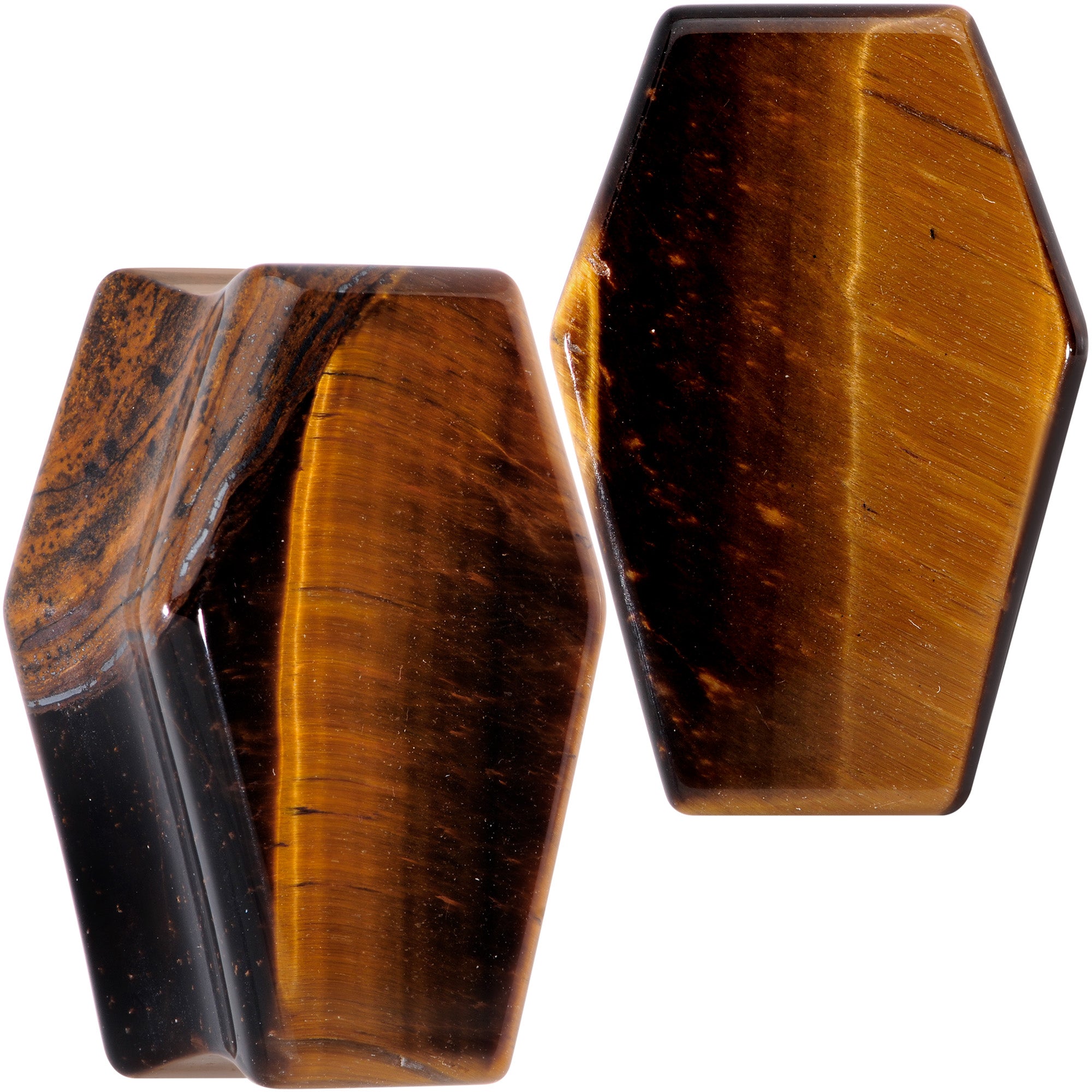 Brown Tiger Eye Coffin Halloween Double Flare Plug Set