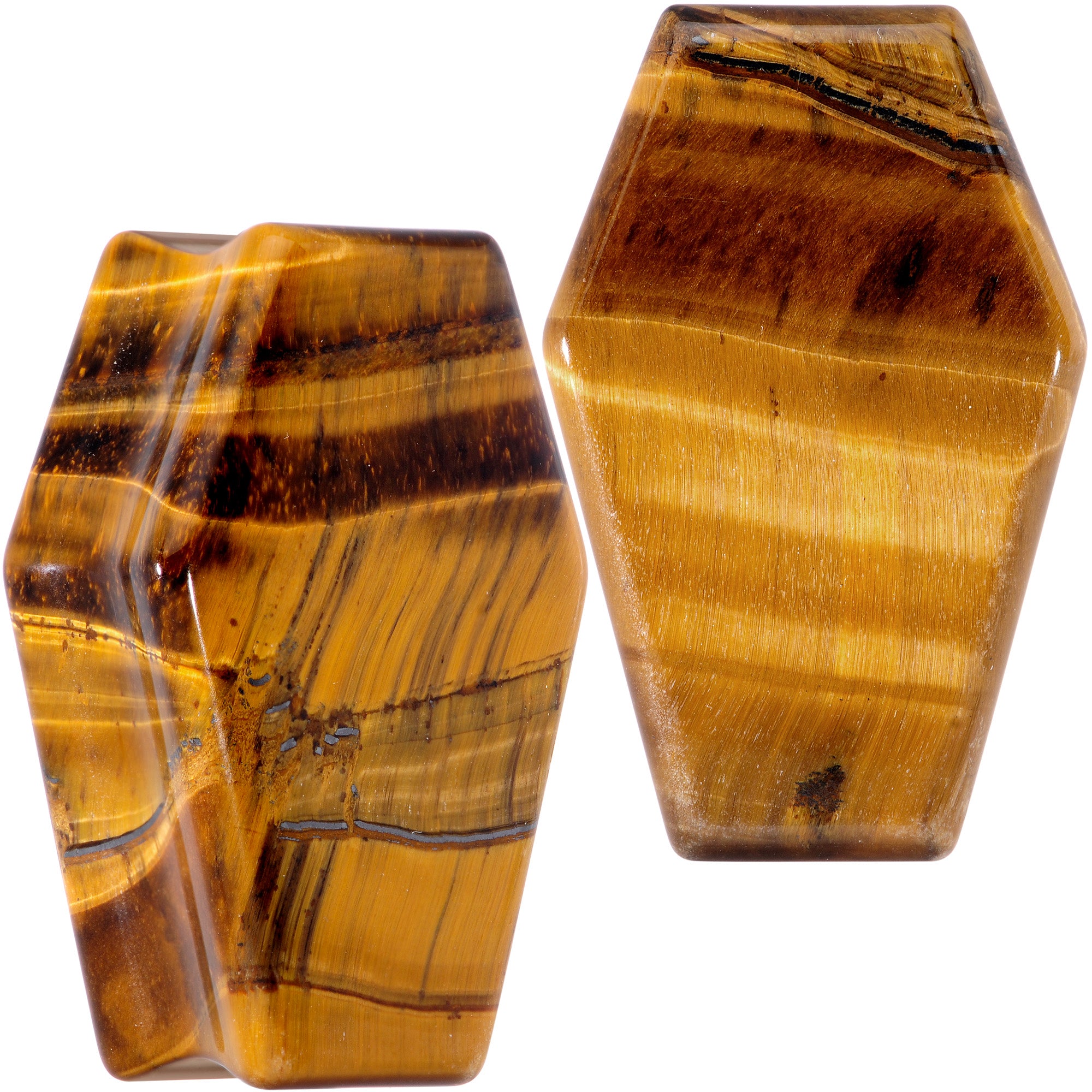 Brown Tiger Eye Coffin Halloween Double Flare Plug Set