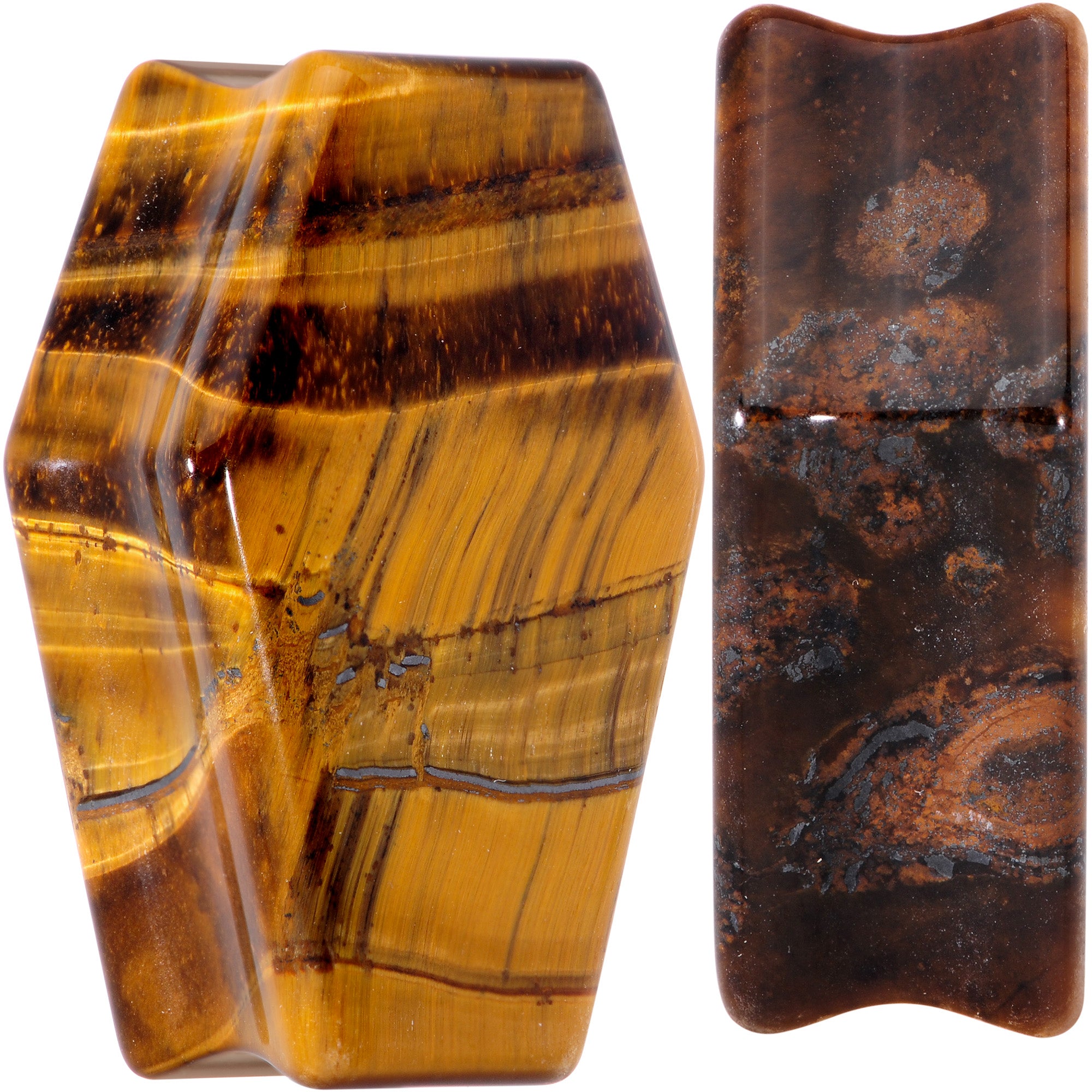 Brown Tiger Eye Coffin Halloween Double Flare Plug Set