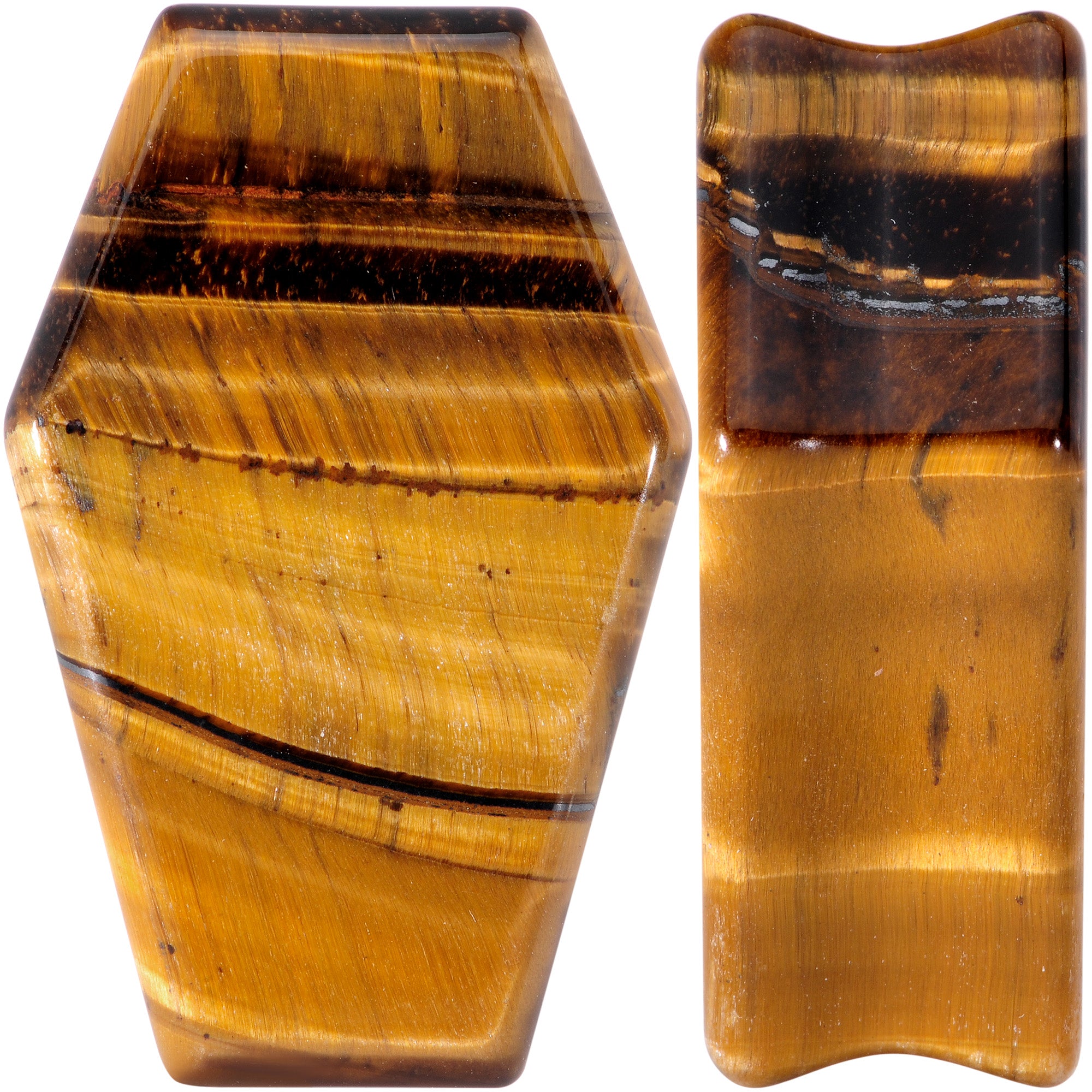 Brown Tiger Eye Coffin Halloween Double Flare Plug Set