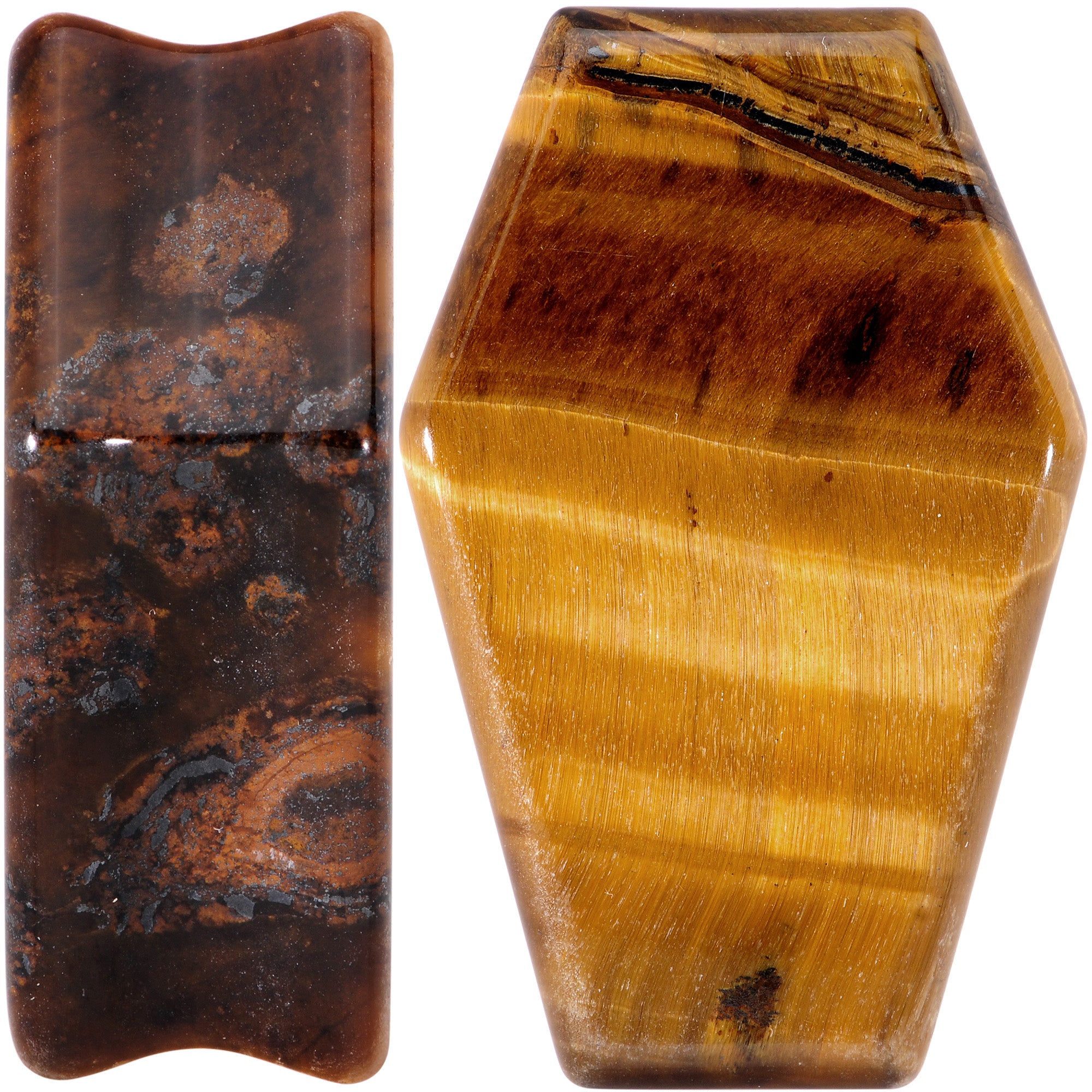 Brown Tiger Eye Coffin Halloween Double Flare Plug Set