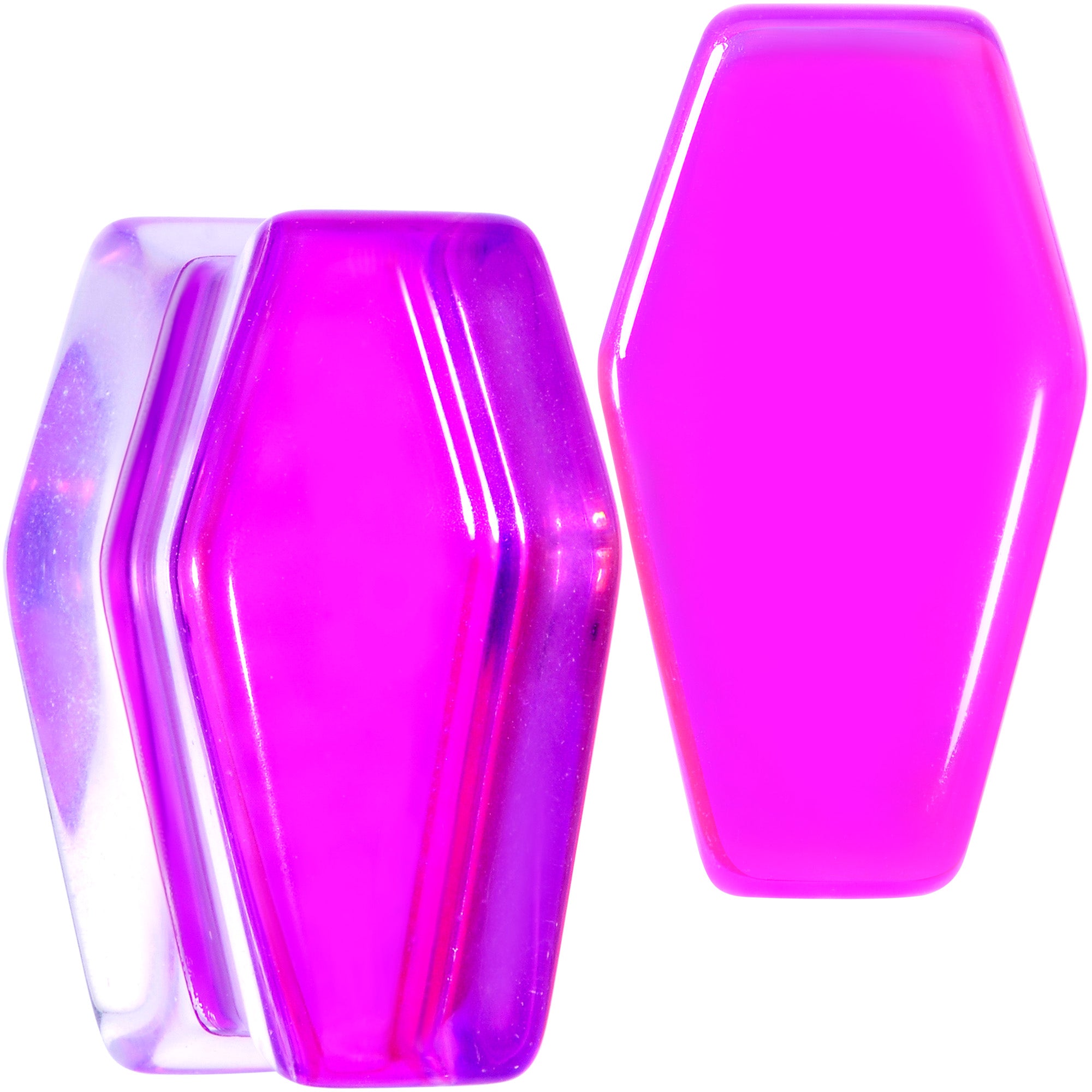 Aurora Purple Cloudy Quartz Stone Coffin Double Flare Plug Set