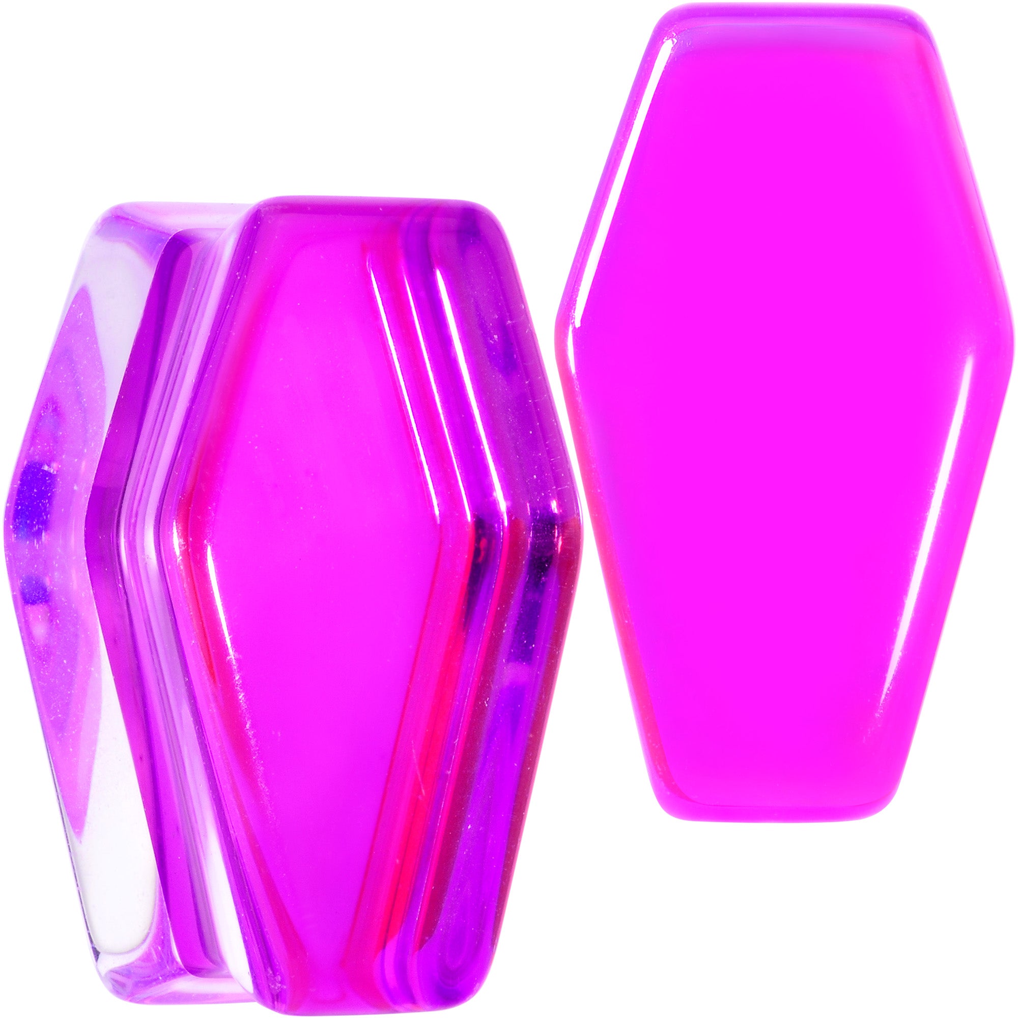 Aurora Purple Cloudy Quartz Stone Coffin Double Flare Plug Set