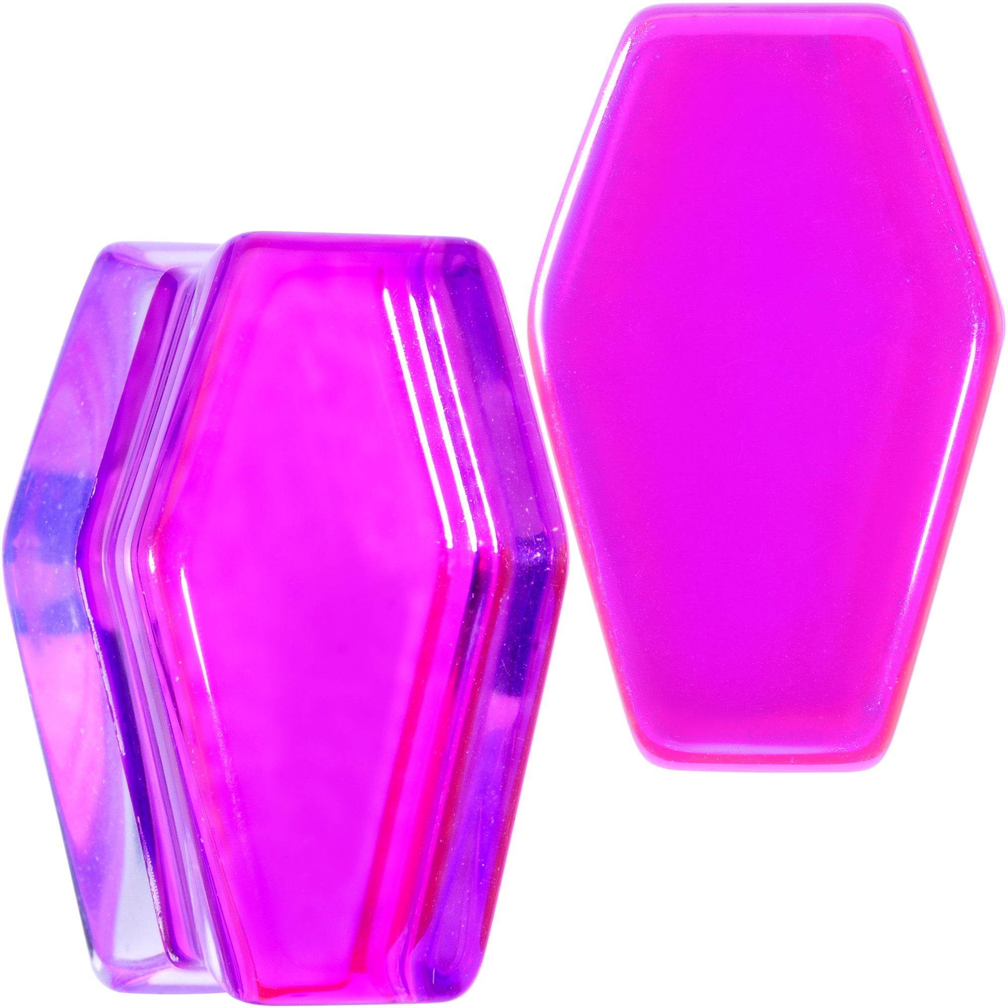 Aurora Purple Cloudy Quartz Stone Coffin Double Flare Plug Set