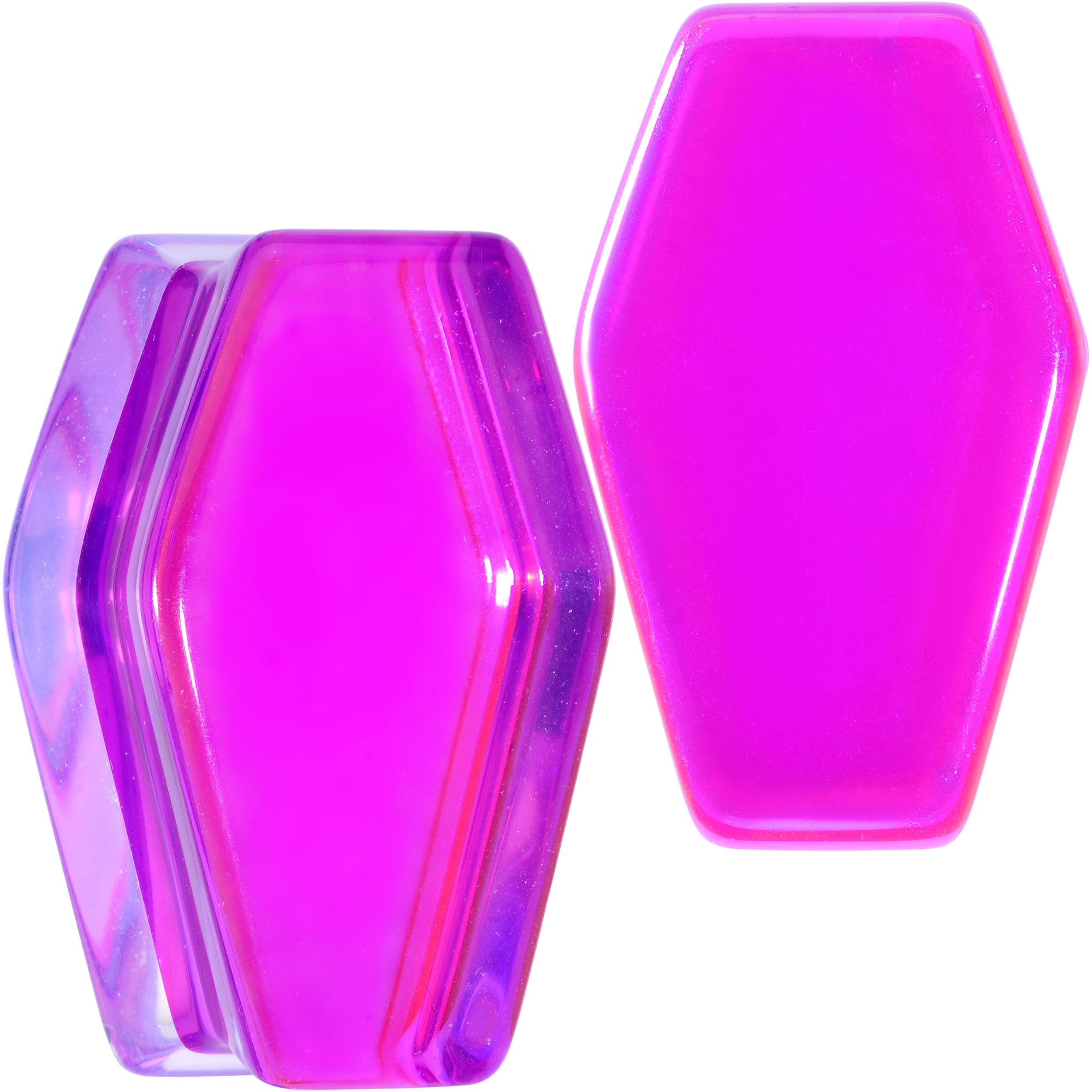 Aurora Purple Cloudy Quartz Stone Coffin Double Flare Plug Set