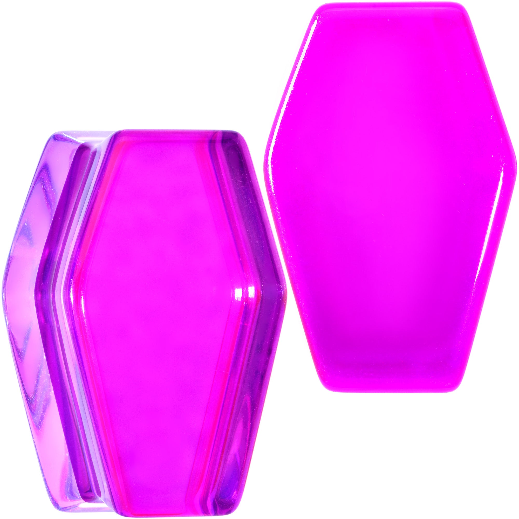 Aurora Purple Cloudy Quartz Stone Coffin Double Flare Plug Set