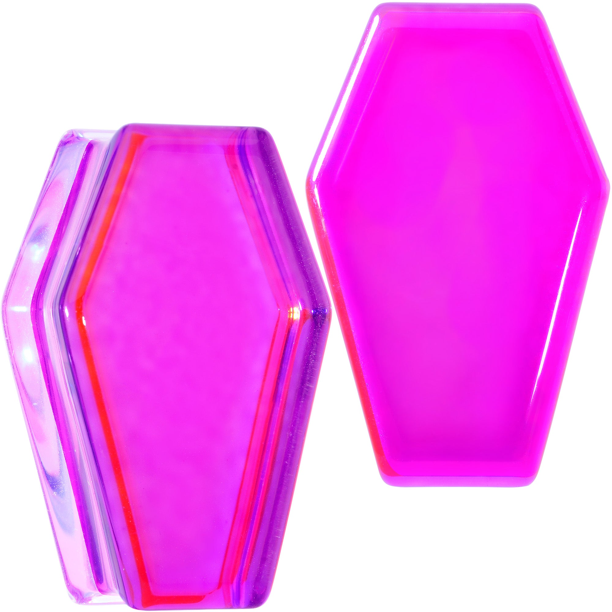 Aurora Purple Cloudy Quartz Stone Coffin Double Flare Plug Set