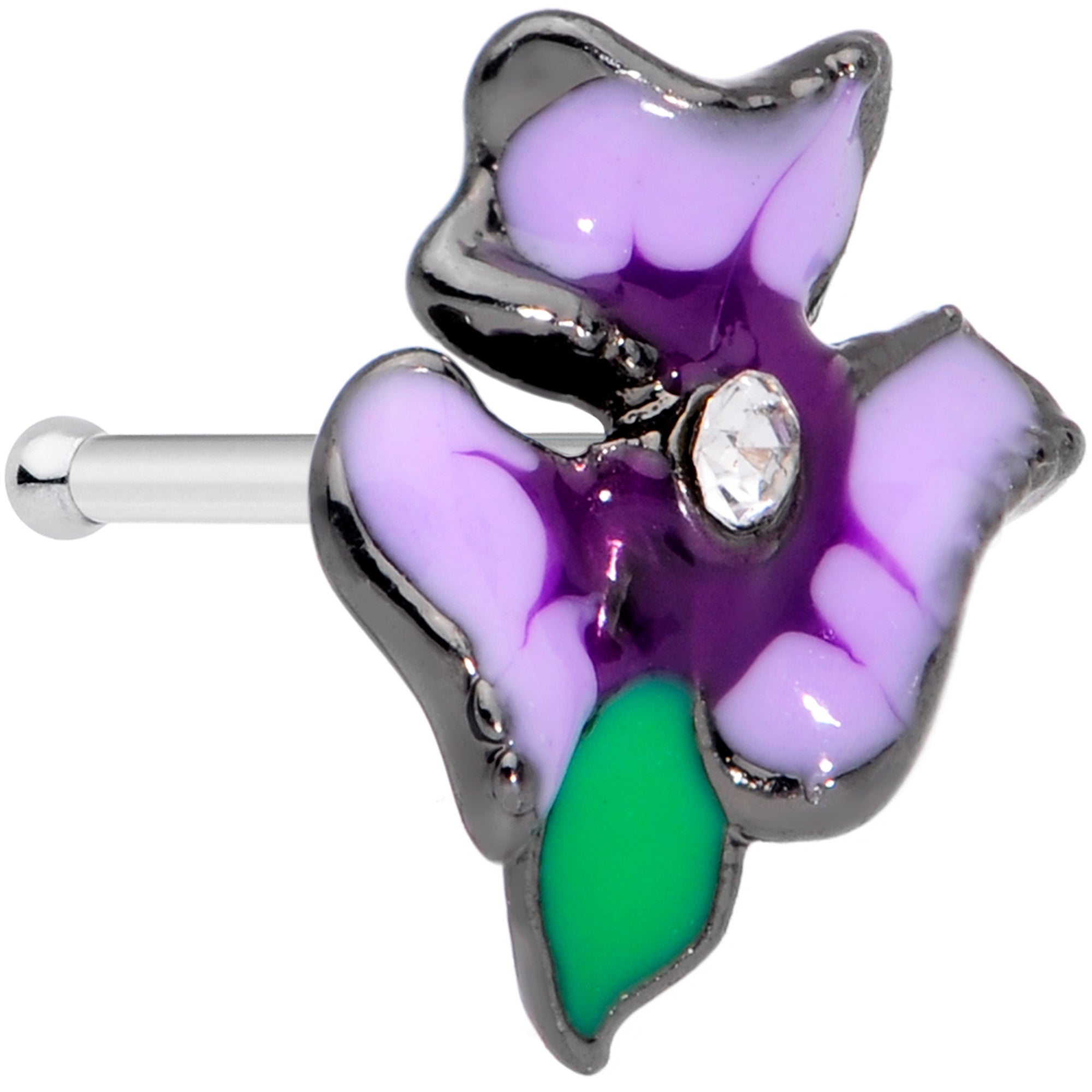 20 Gauge 1/4 Clear Gem Purple Iris Nose Bone