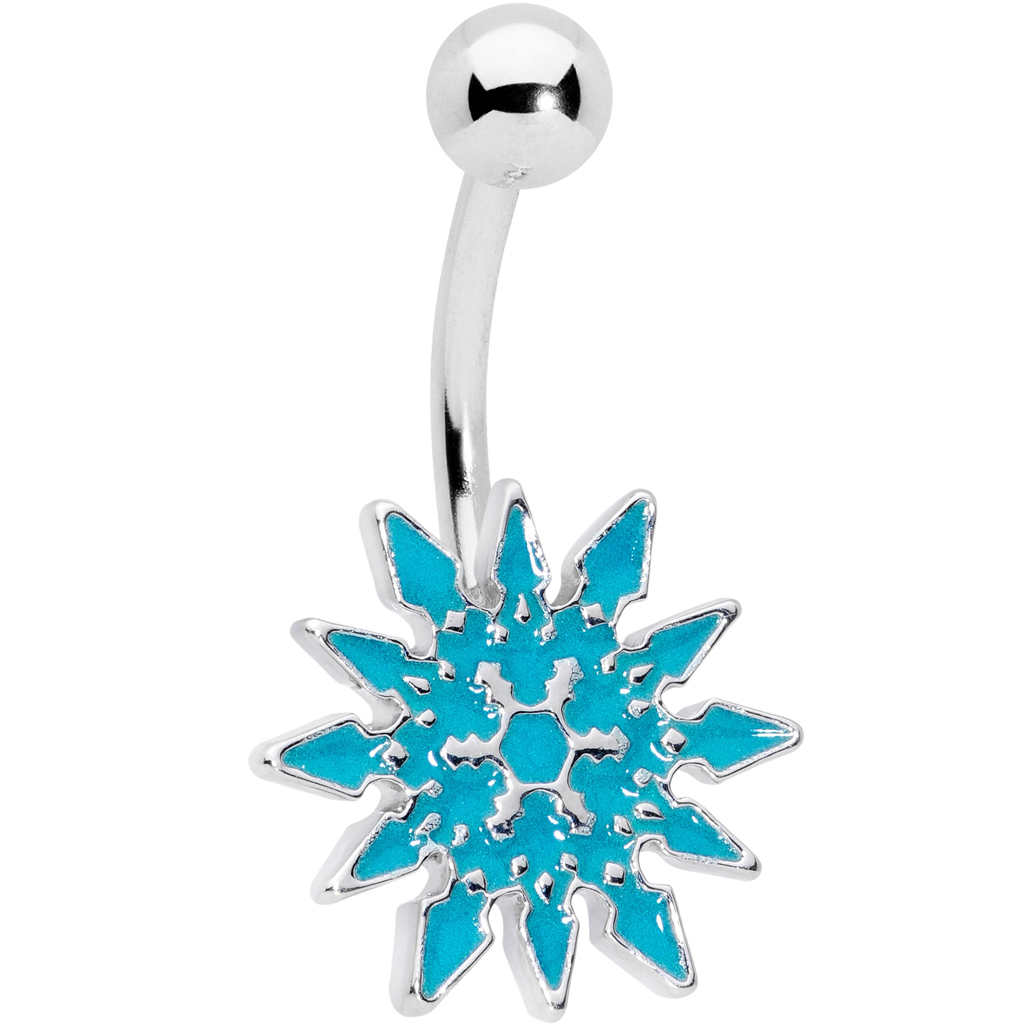 Aqua Gem Winter Snowflake Christmas Belly Ring