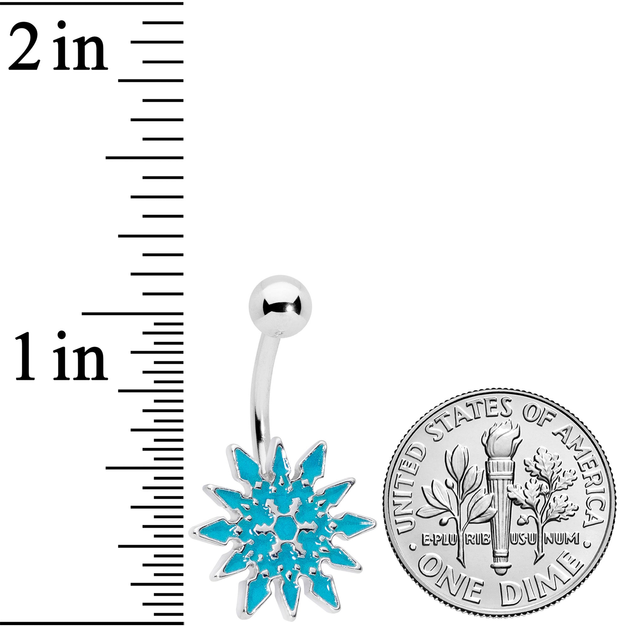 Aqua Gem Winter Snowflake Christmas Belly Ring