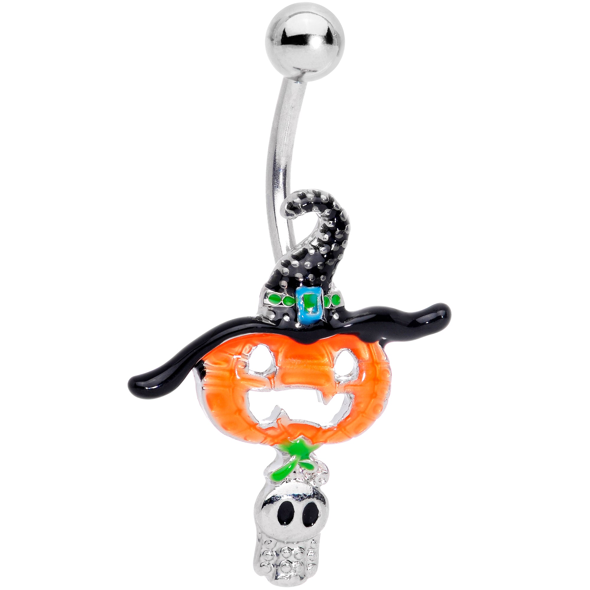 Witch Hat Pumpkin Tiny Ghost Halloween Belly Ring