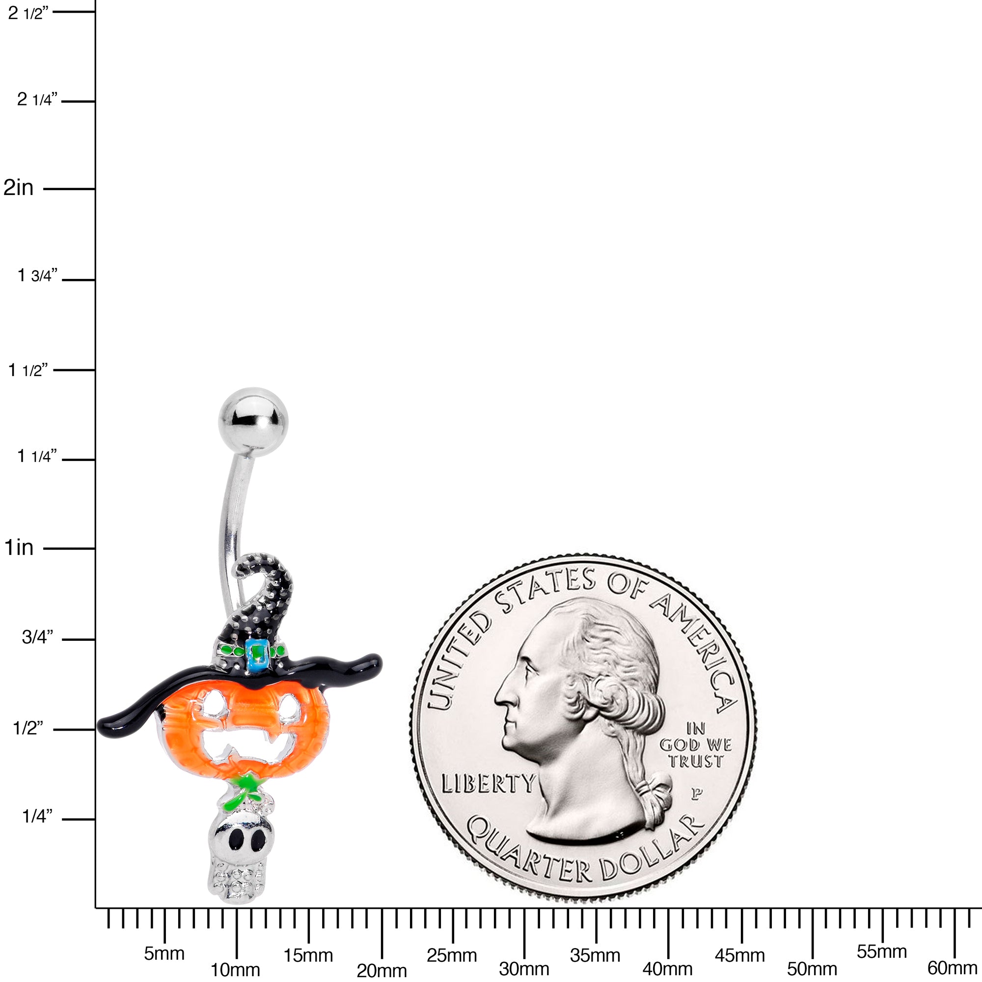 Witch Hat Pumpkin Tiny Ghost Halloween Belly Ring