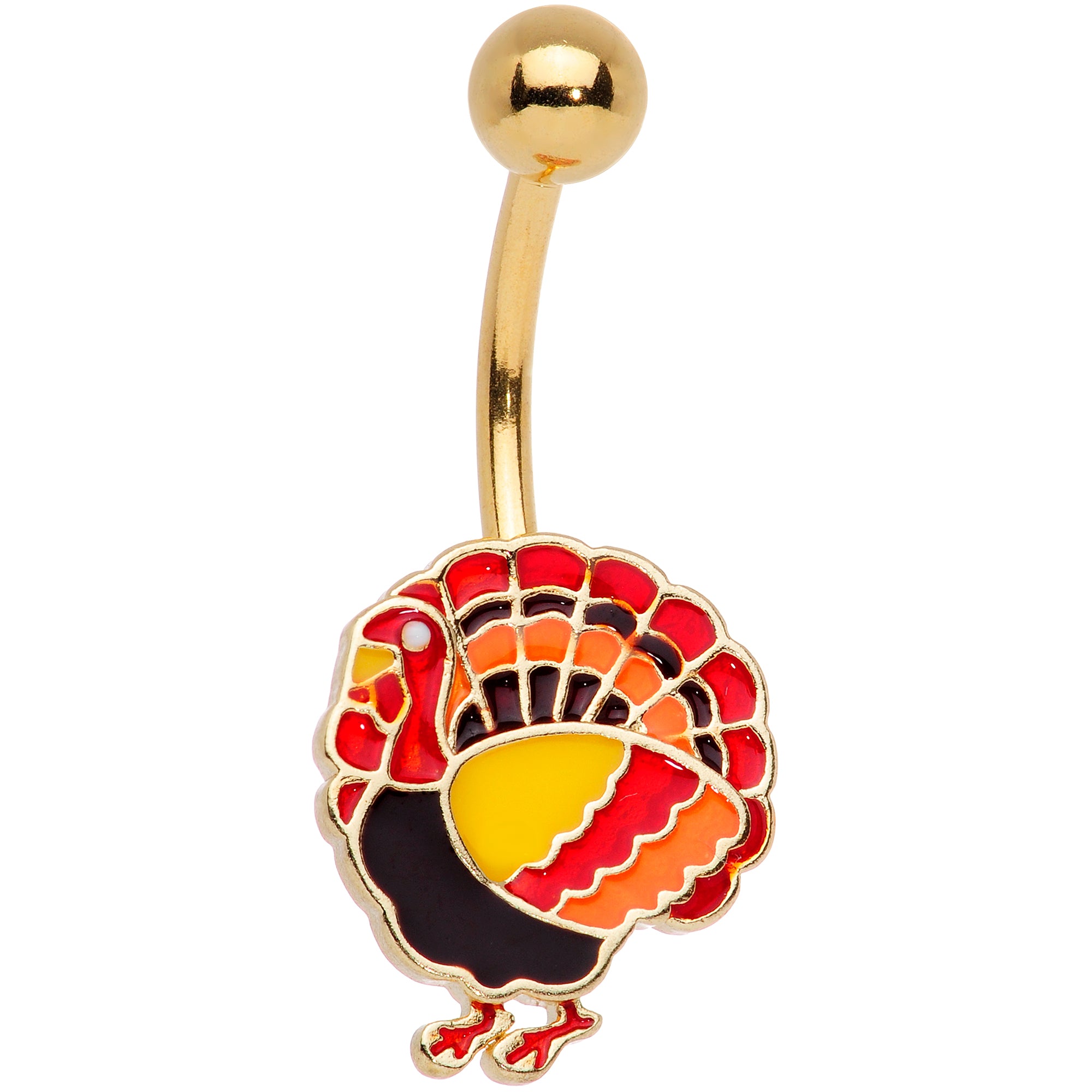 Gold Tone Turkey Thanksgiving Belly Ring