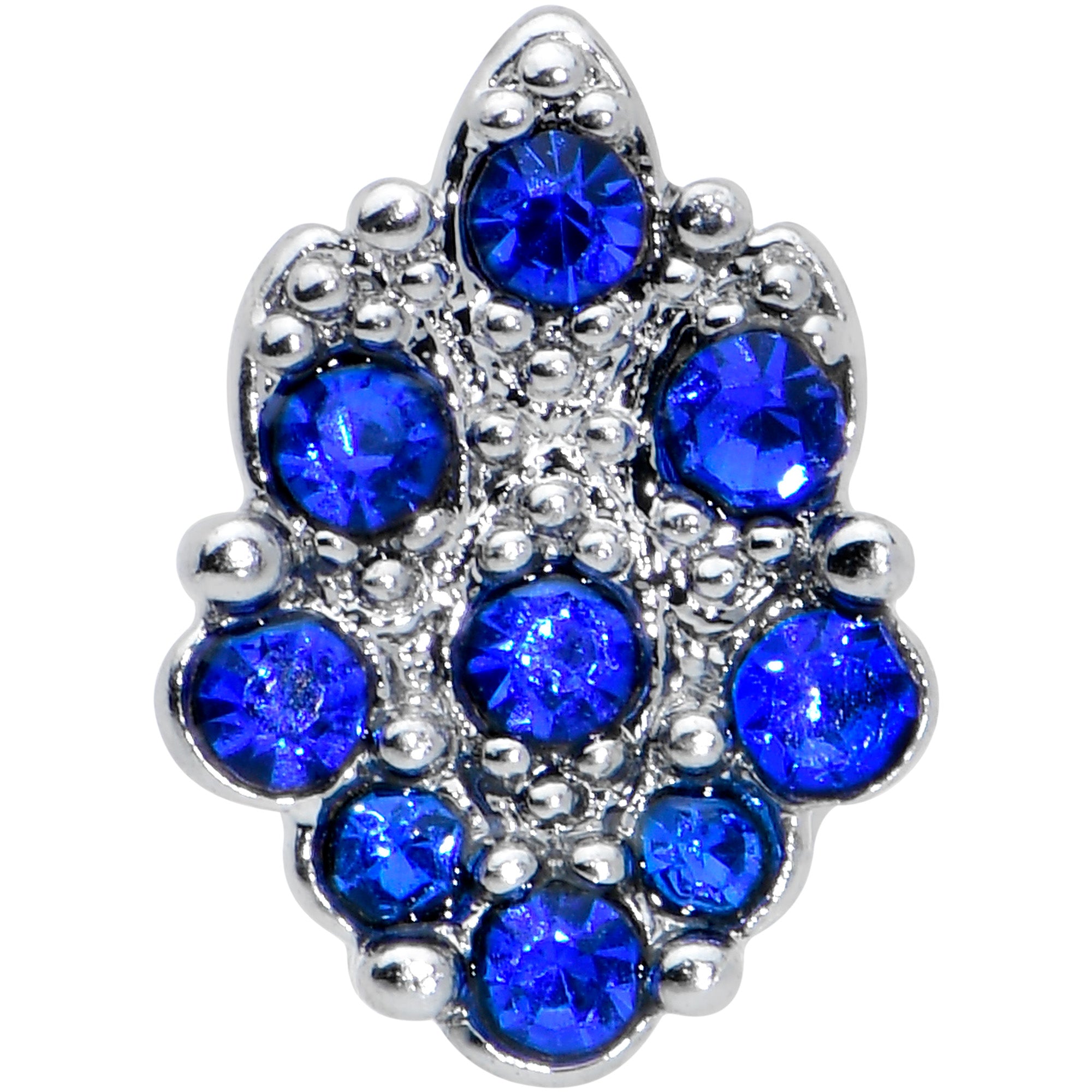 20 Gauge 1/4 Blue CZ Gem Fountain Nose Bone