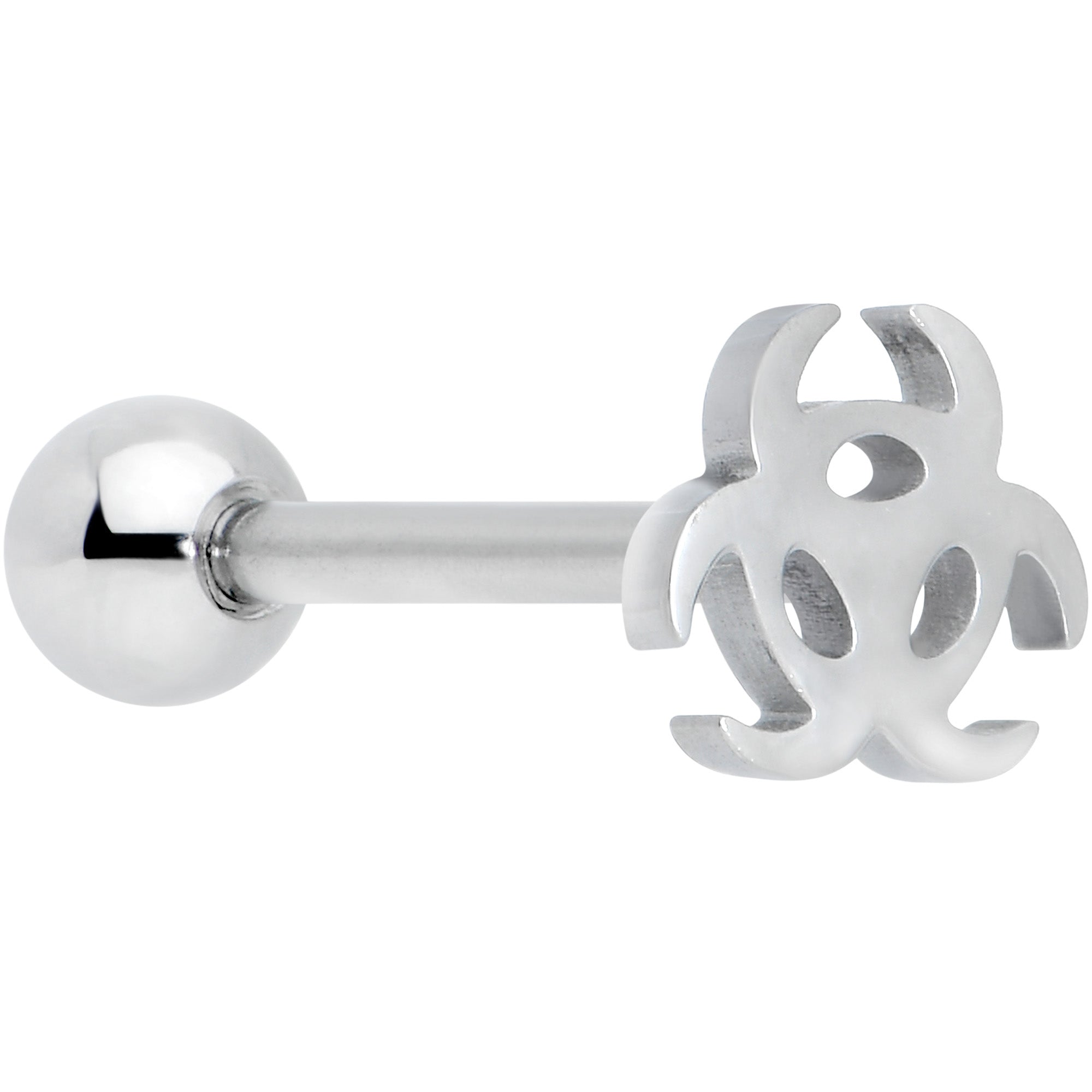 Biohazard Symbol Barbell Tongue Ring