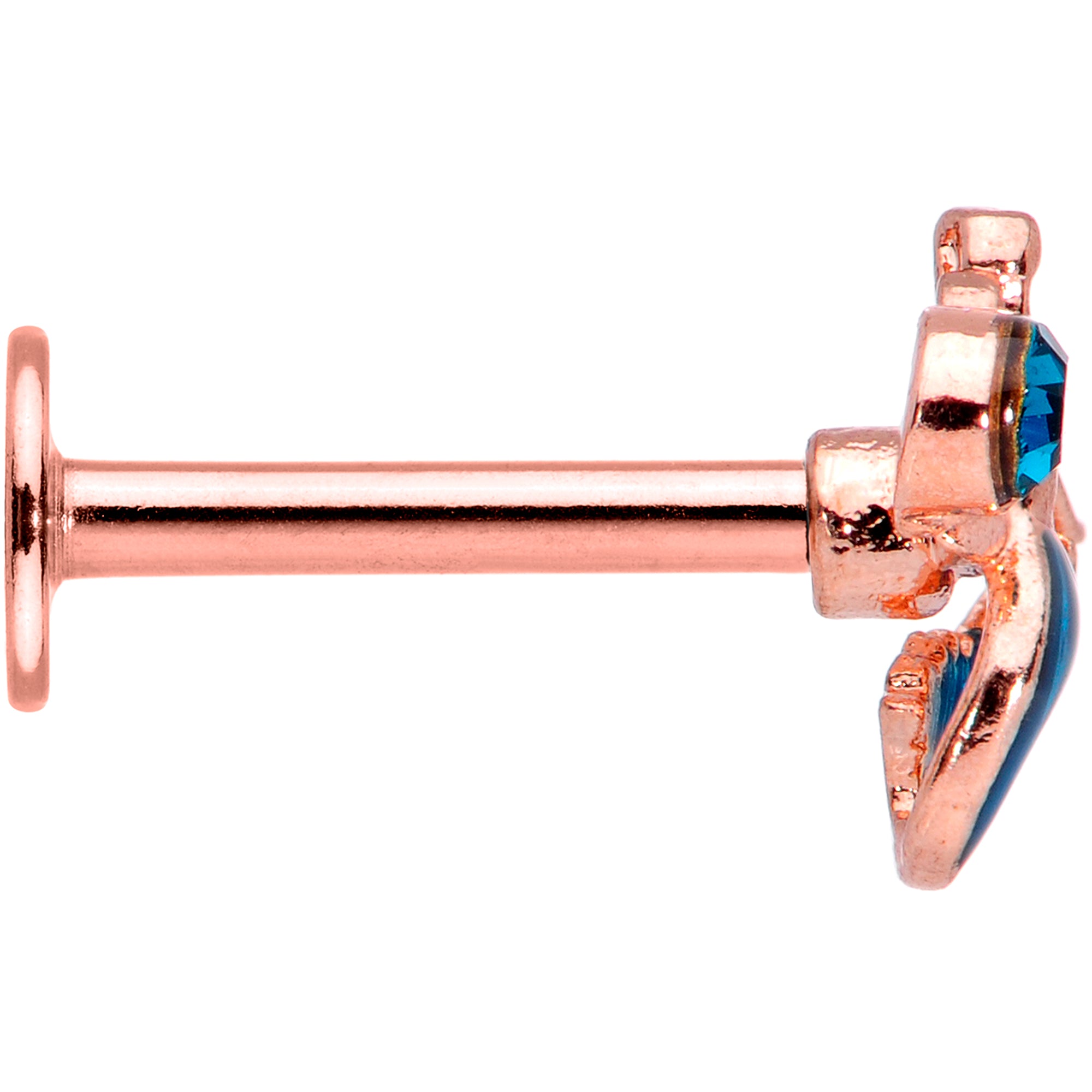 16 Gauge 5/16 Aqua Gem Rose Gold Tone Mermaid Labret Monroe Tragus