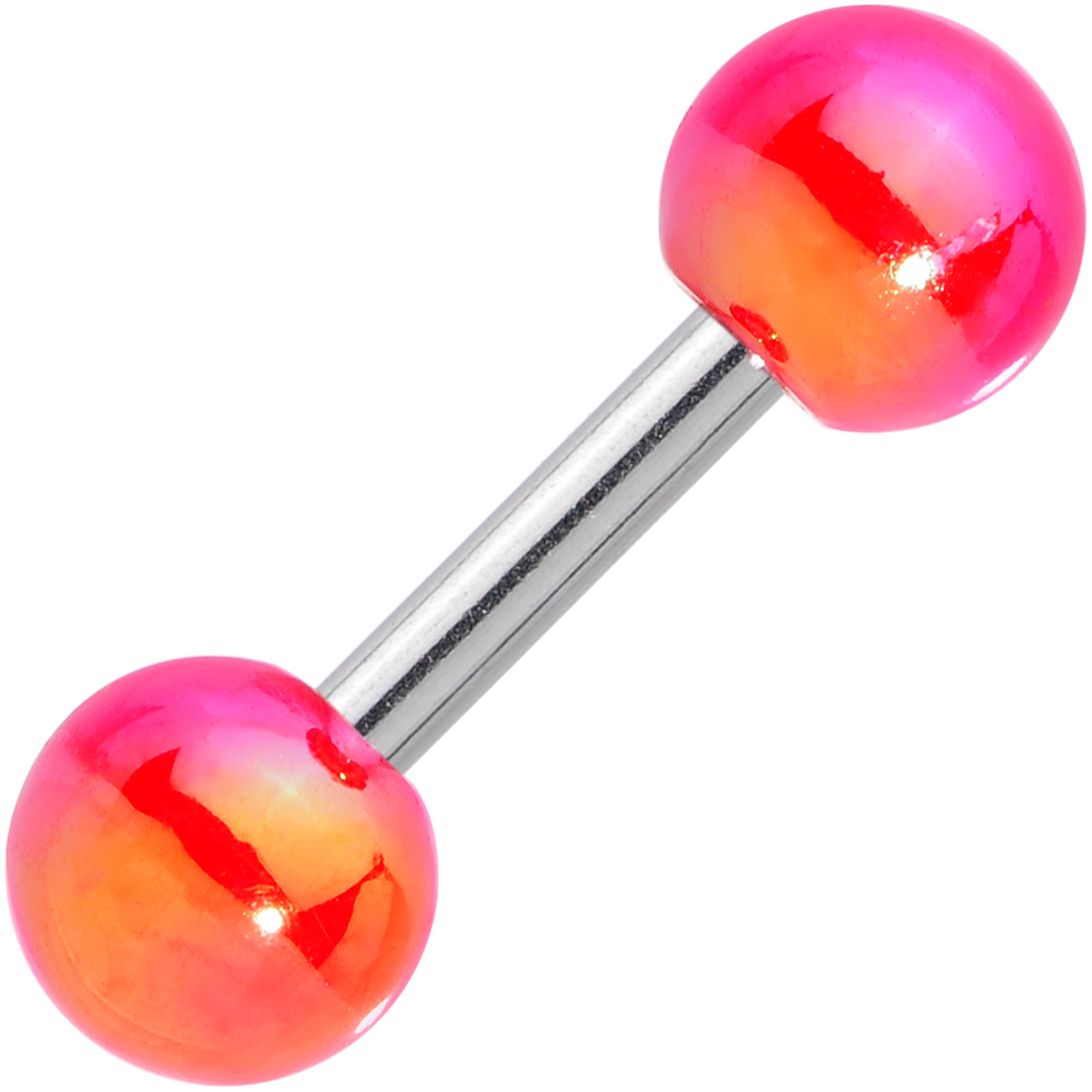 16 Gauge 1/4 Pink Orange Pearlescent Acrylic Cartilage Tragus Barbell