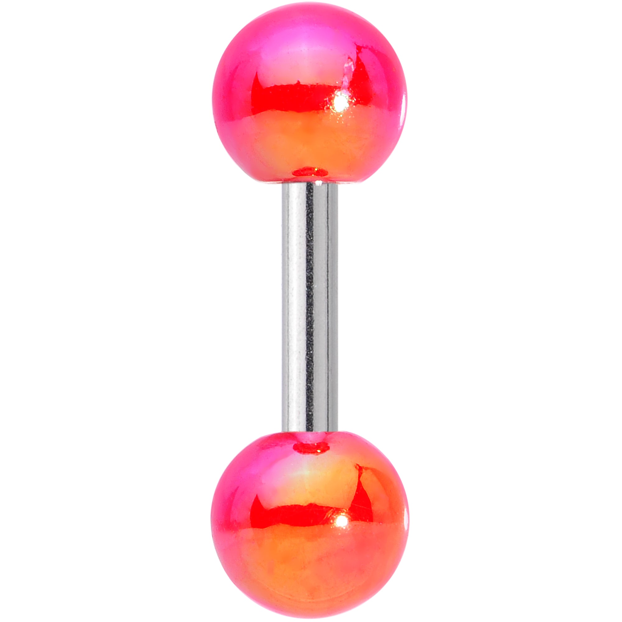 16 Gauge 1/4 Pink Orange Pearlescent Acrylic Cartilage Tragus Barbell