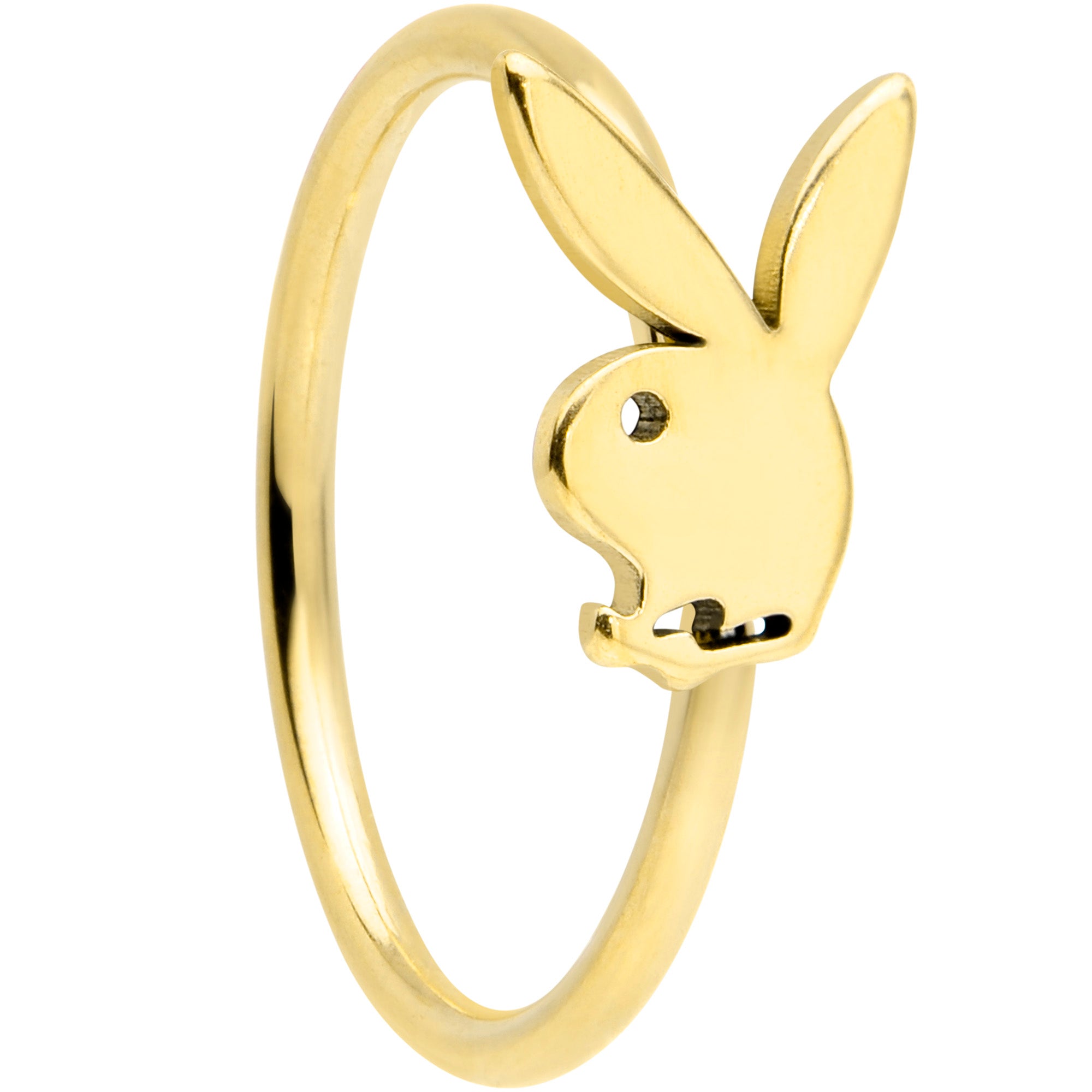 20 Gauge 5/16 Gold Tone Licensed Playboy Bunny Nose Hoop