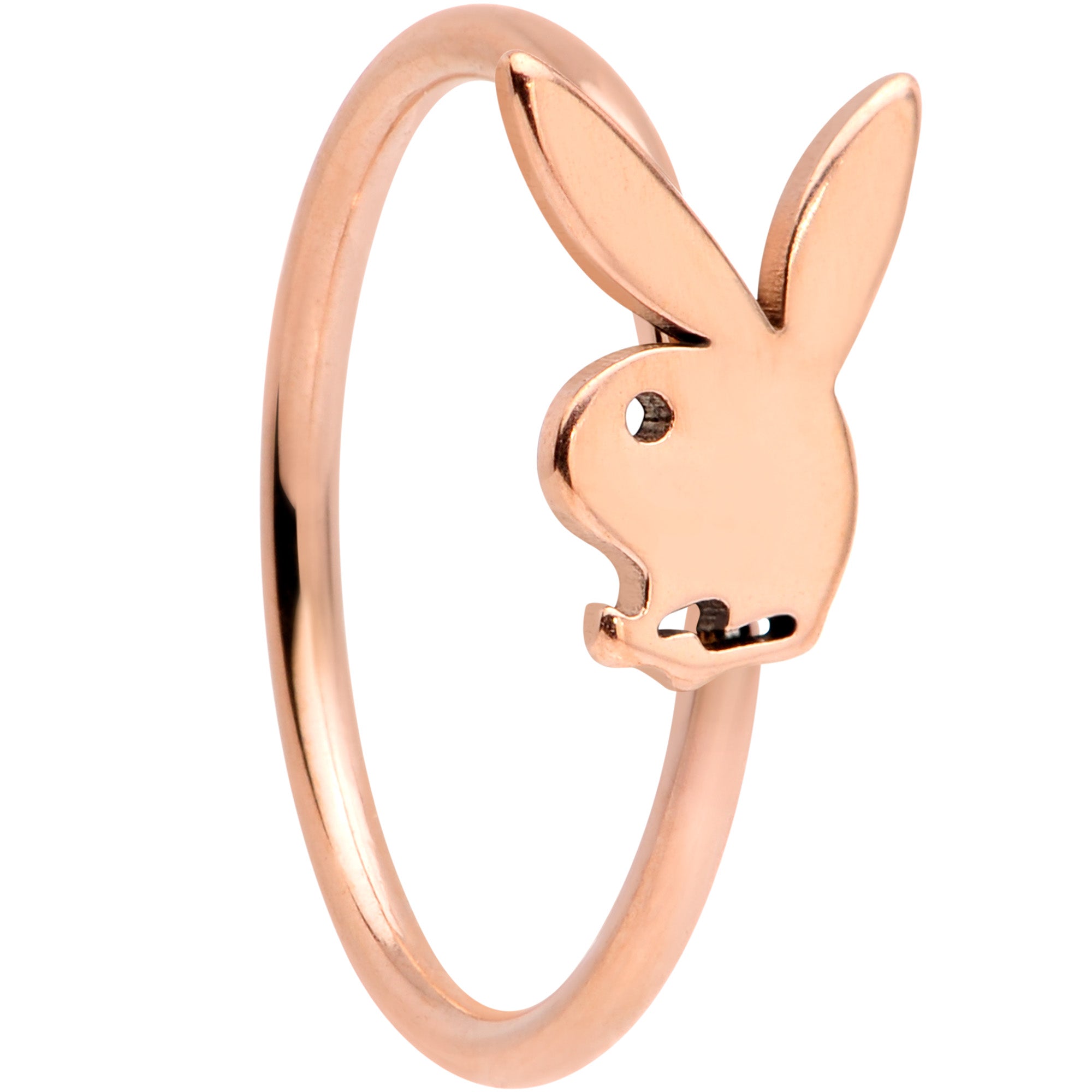 20 Gauge 5/16 Rose Gold Tone Licensed Playboy Bunny Nose Hoop