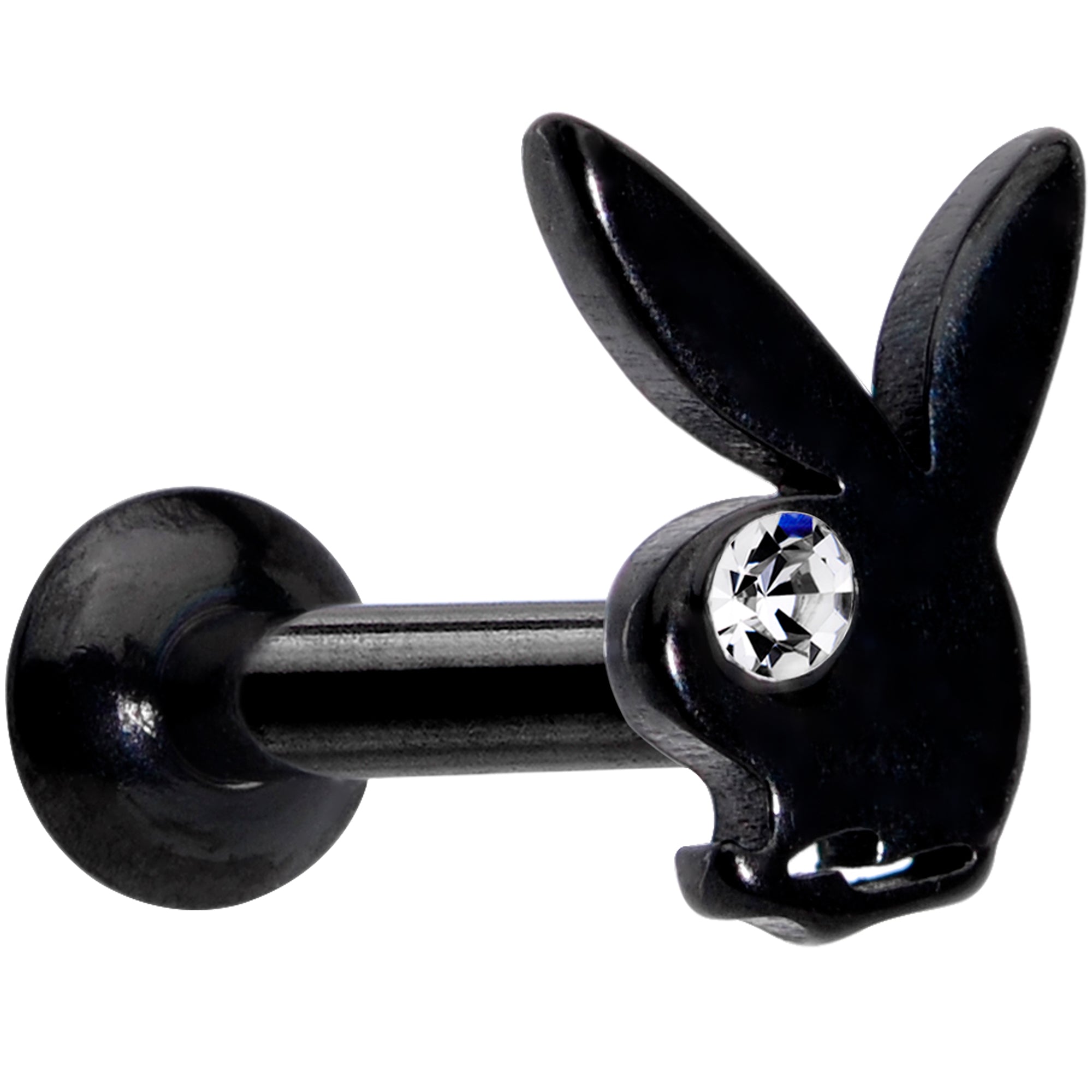 16 Gauge 5/16 Licensed Playboy Clear CZ Black Internal Thread Labret