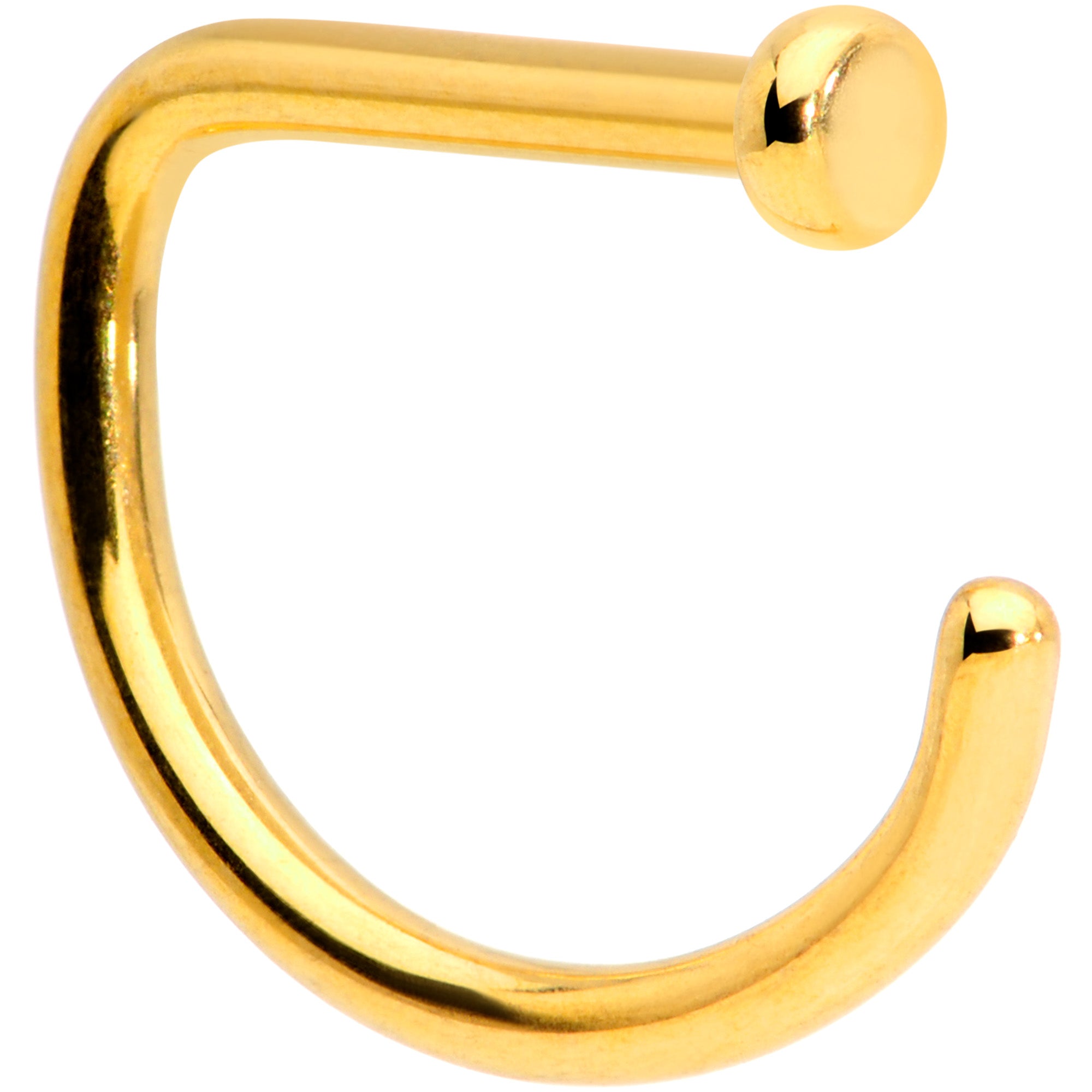 18 Gauge 5/16 Gold Tone Grade 23 Titanium D Shape Nose Hoop