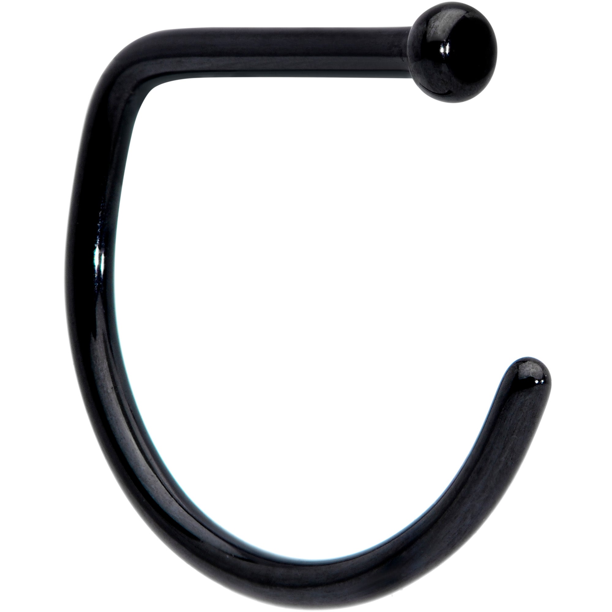 18 Gauge 3/8 Black G23 Implant Grade Titanium D Shape Nose Hoop